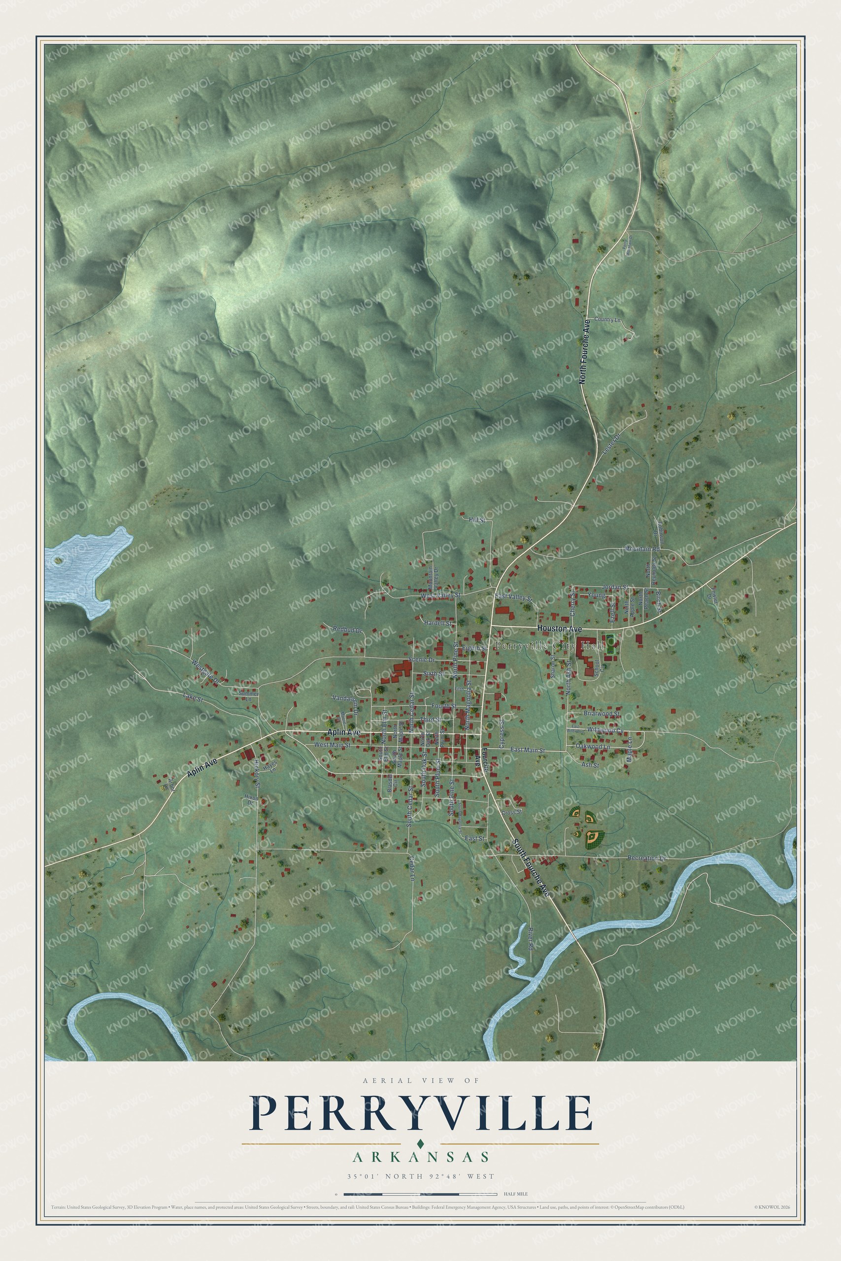 Watermarked full-map preview of Perryville, Arkansas
