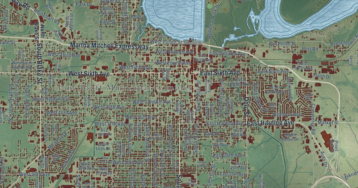 Map of Pine Bluff, Arkansas in 2026