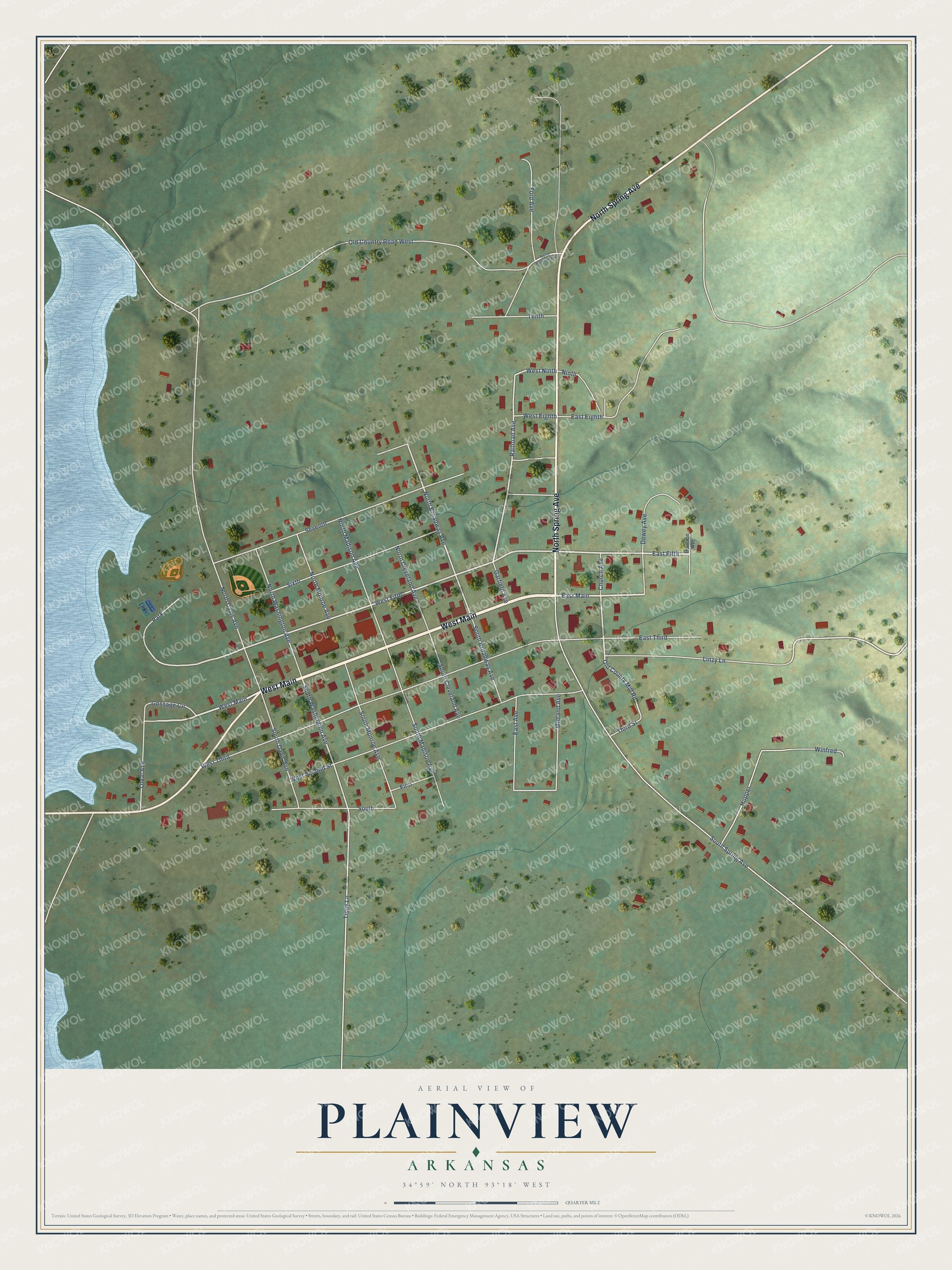 Watermarked full-map preview of Plainview, Arkansas