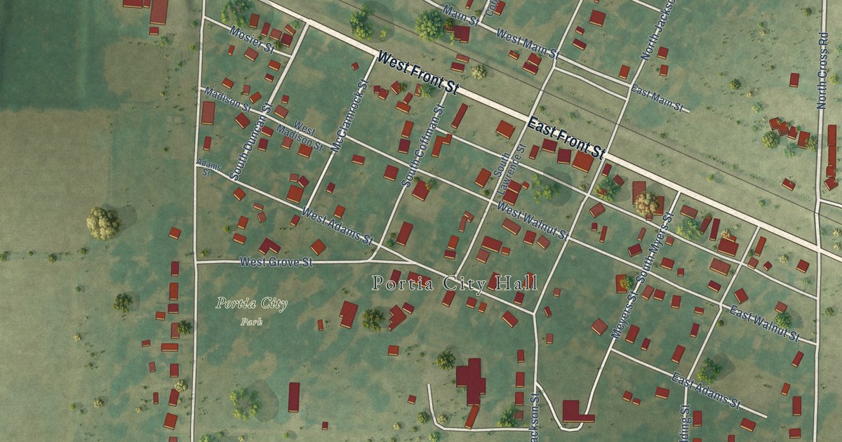 Map of Portia, Arkansas in 2026