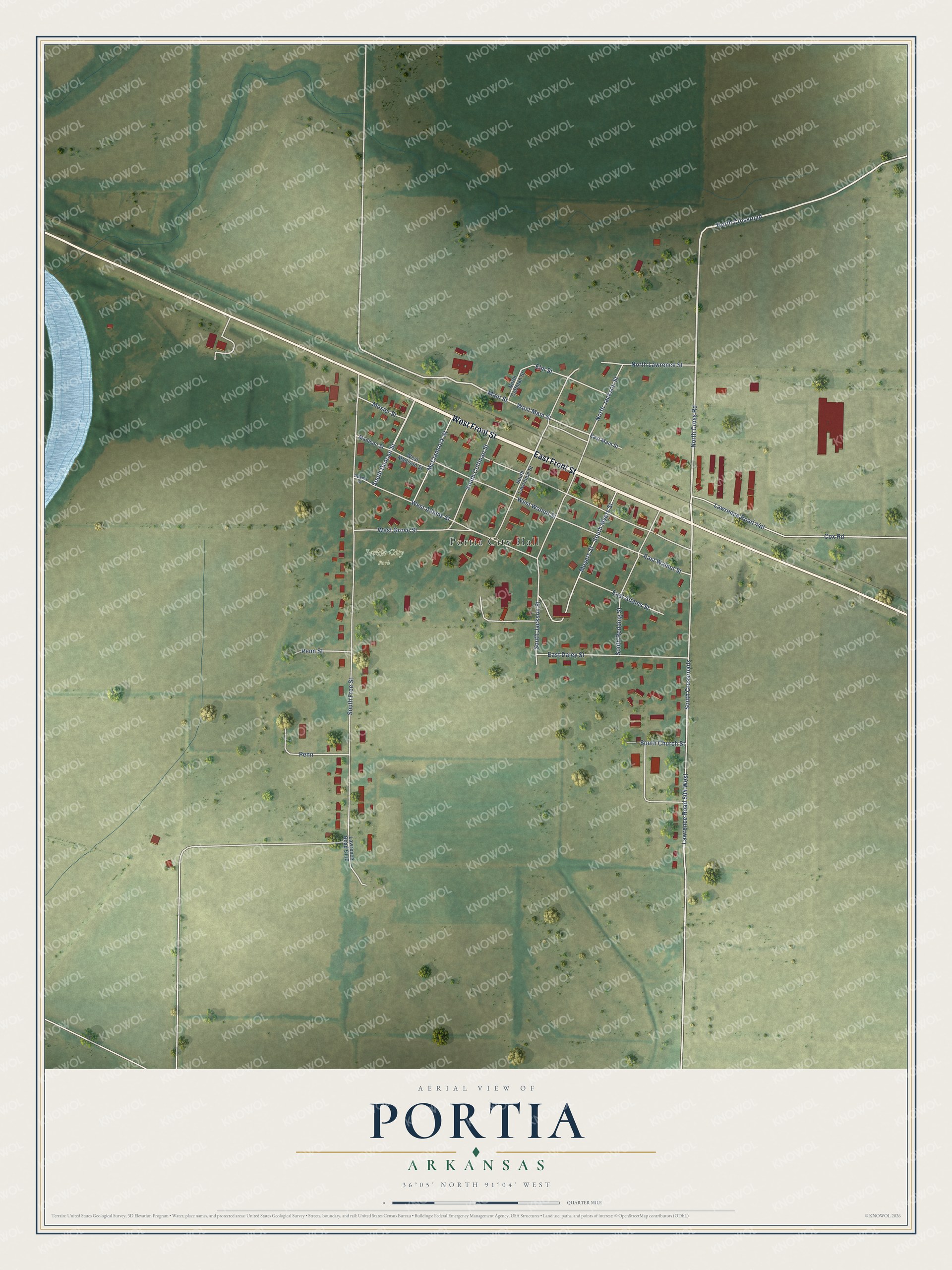 Watermarked full-map preview of Portia, Arkansas