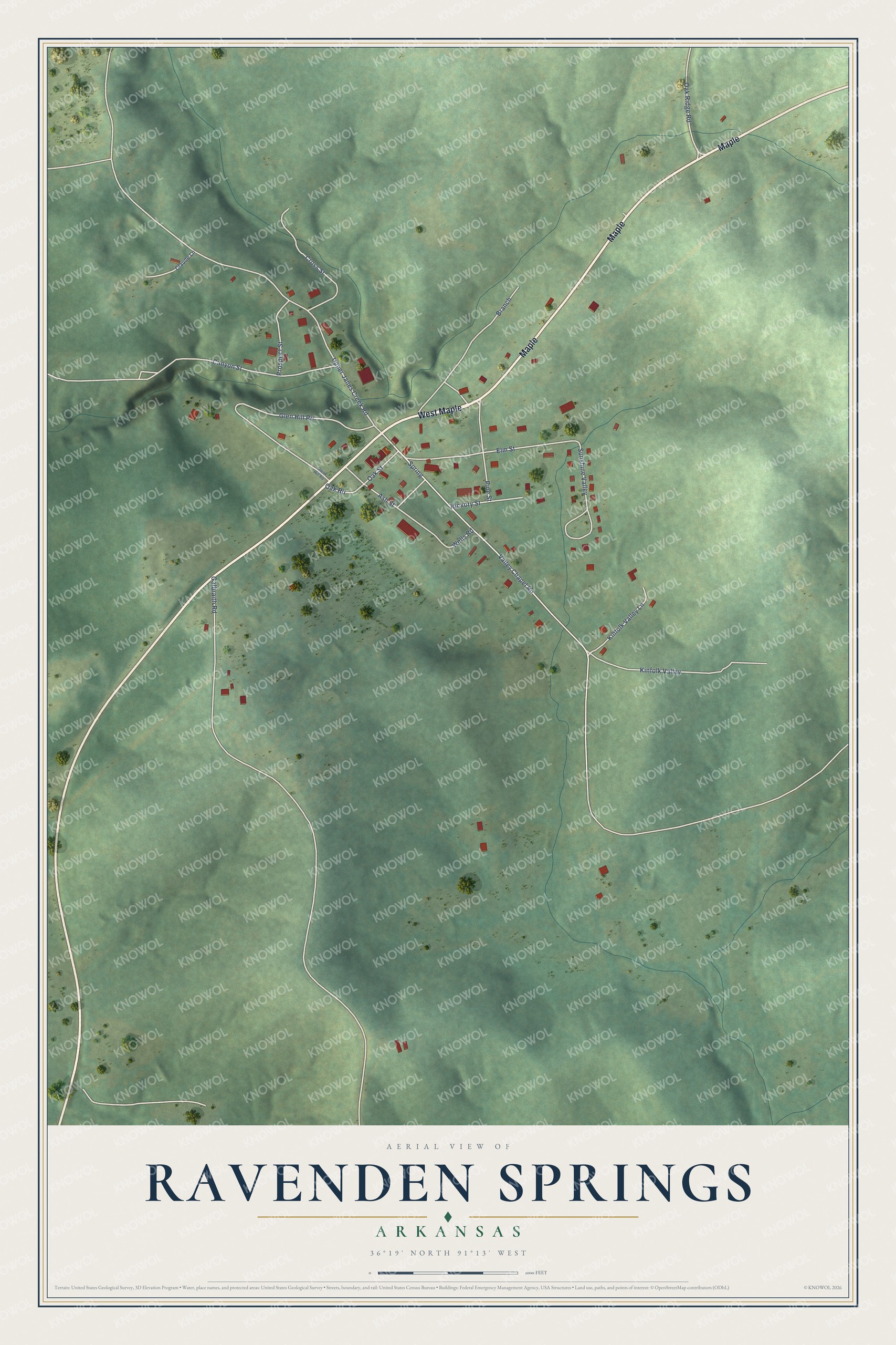 Watermarked full-map preview of Ravenden Springs, Arkansas