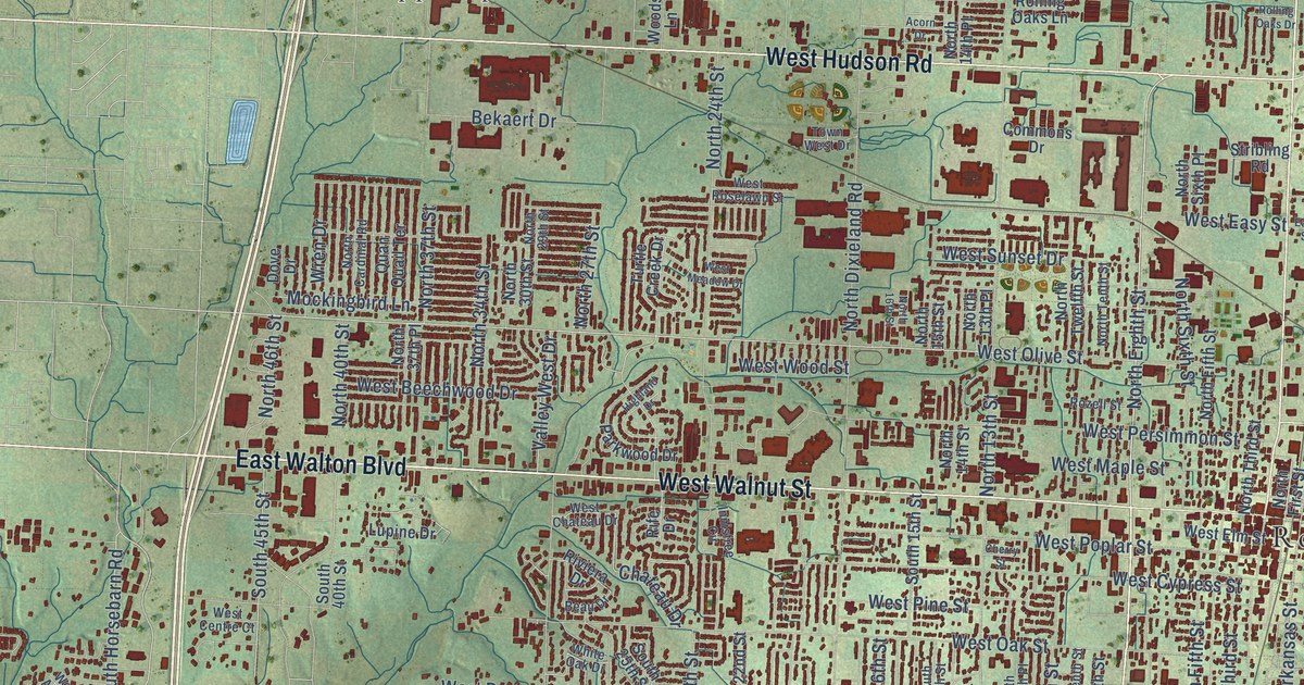 Map of Rogers, Arkansas in 2026