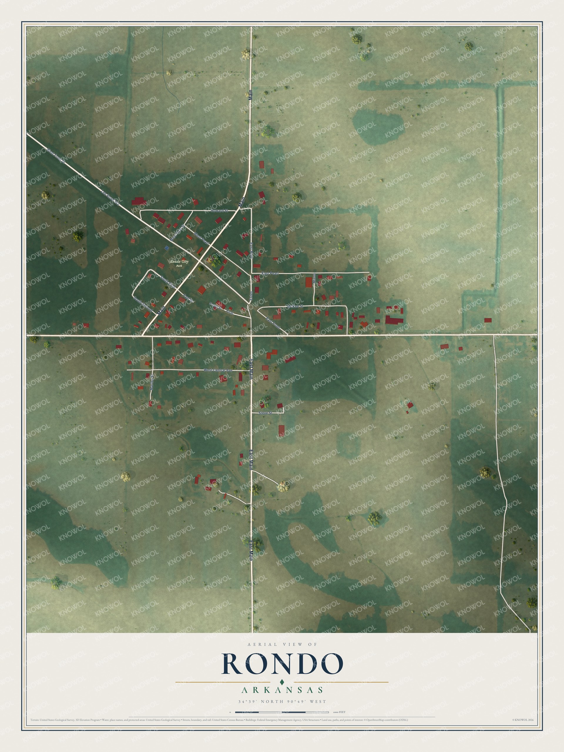 Watermarked full-map preview of Rondo, Arkansas