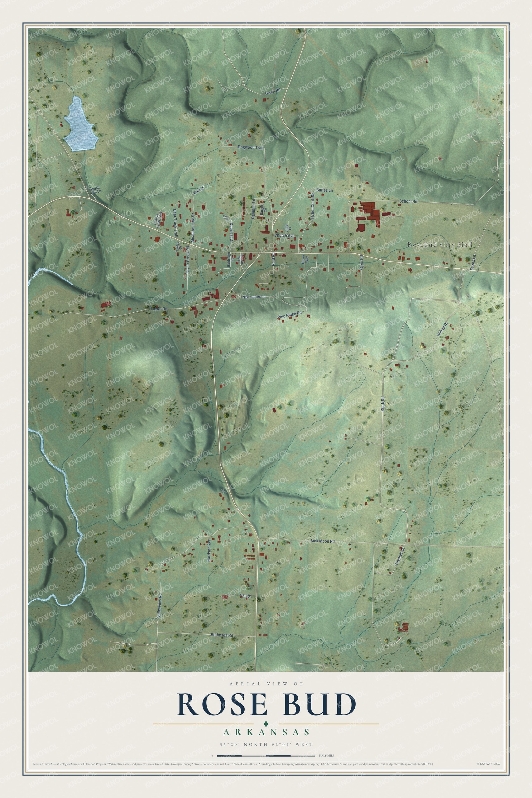 Watermarked full-map preview of Rose Bud, Arkansas