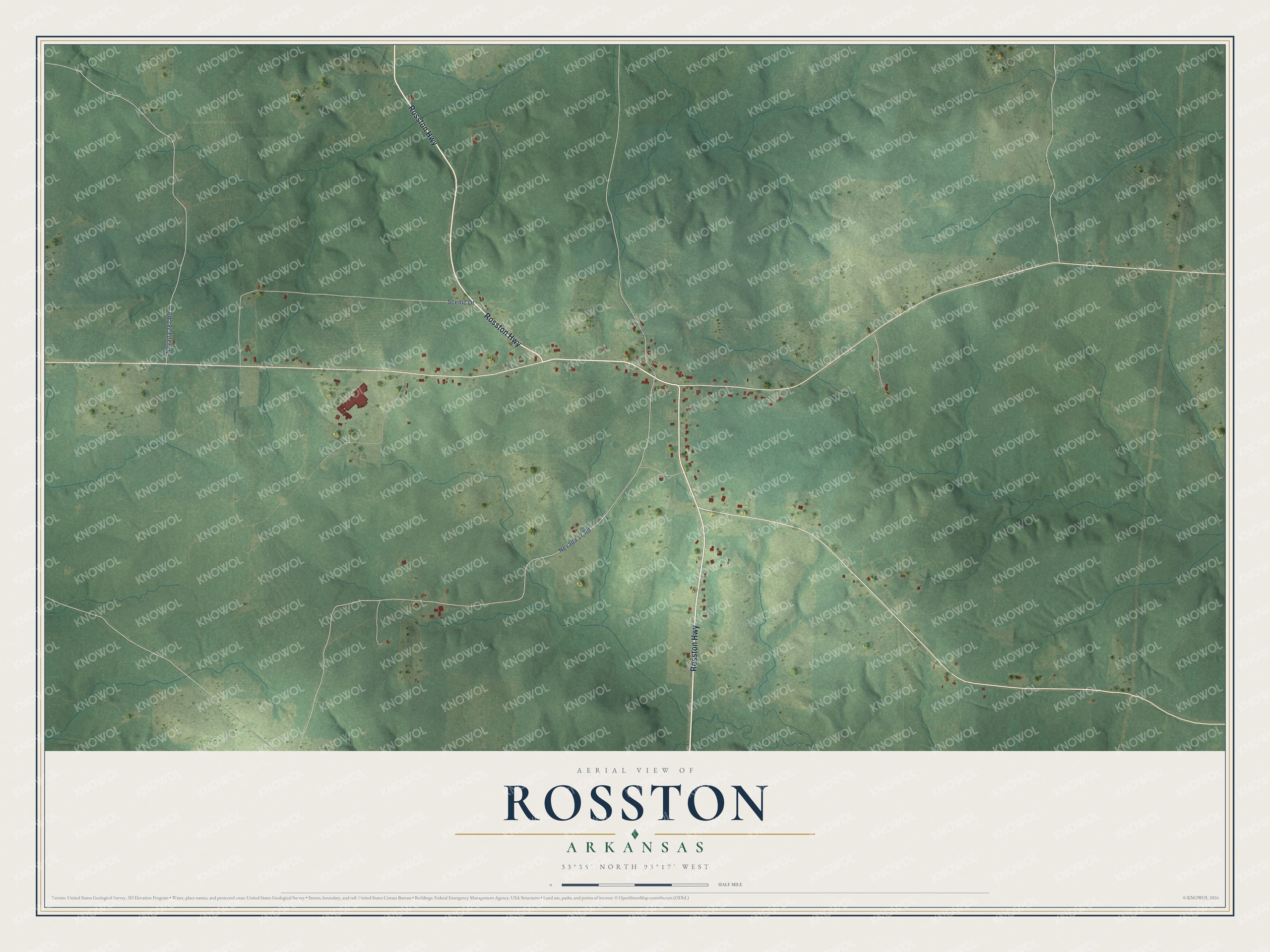Watermarked full-map preview of Rosston, Arkansas