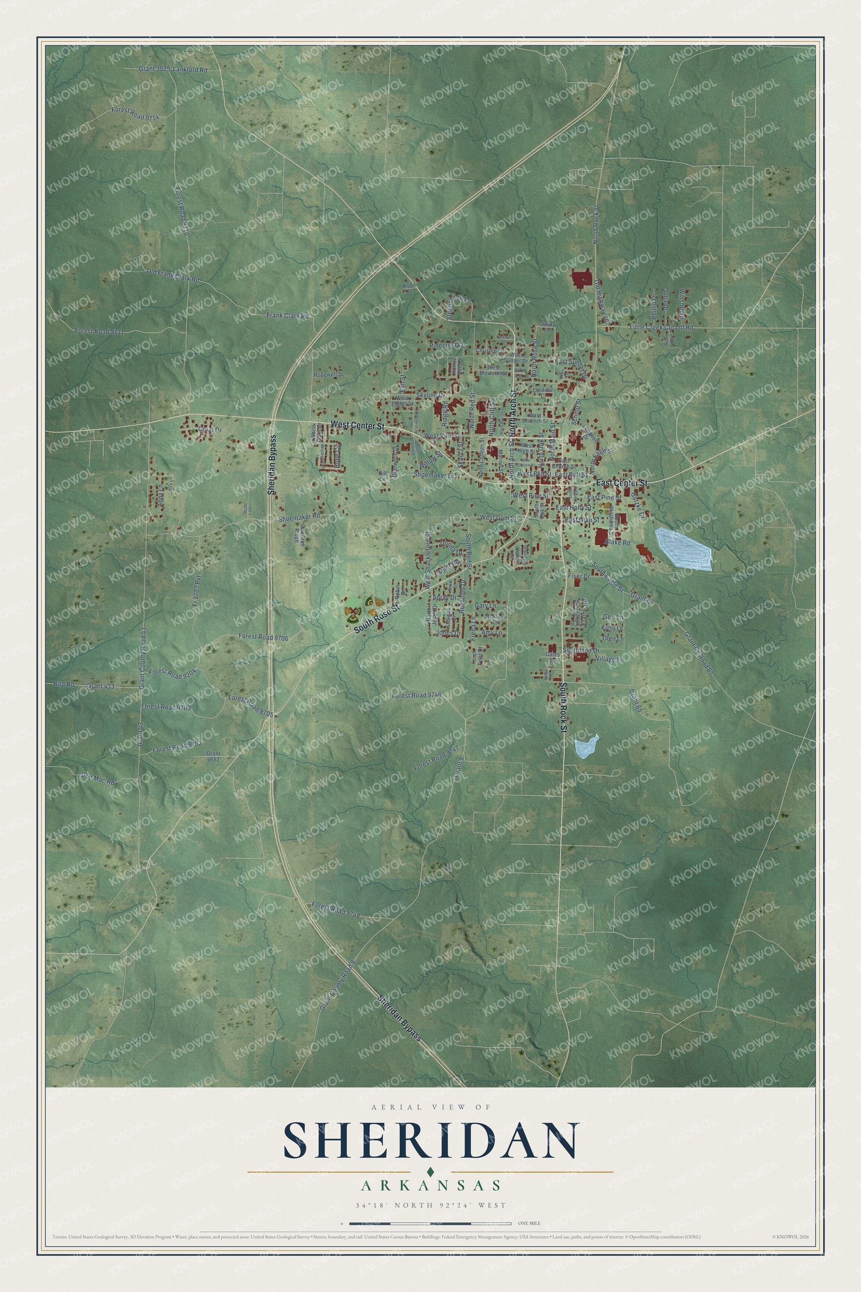 Watermarked full-map preview of Sheridan, Arkansas