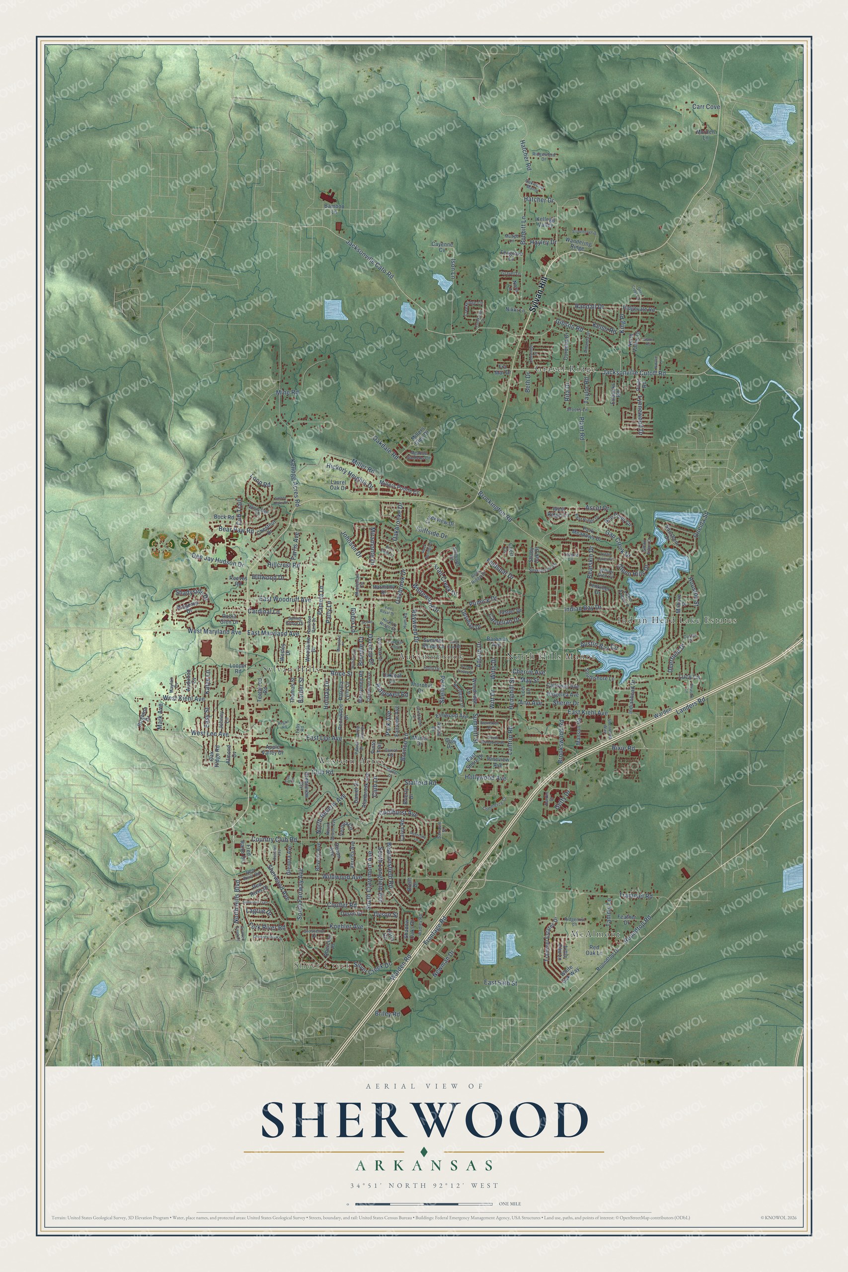 Watermarked full-map preview of Sherwood, Arkansas