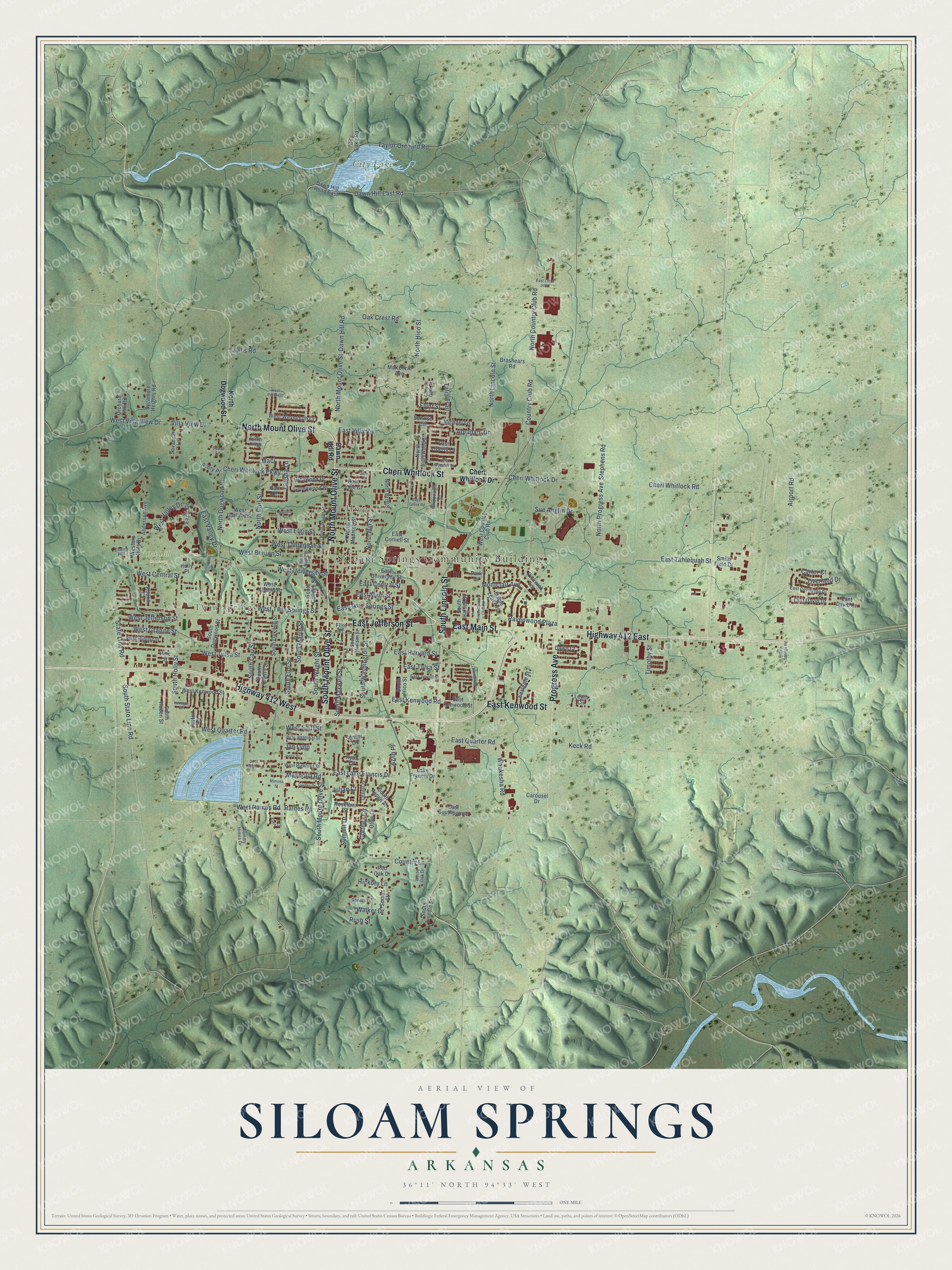 Watermarked full-map preview of Siloam Springs, Arkansas