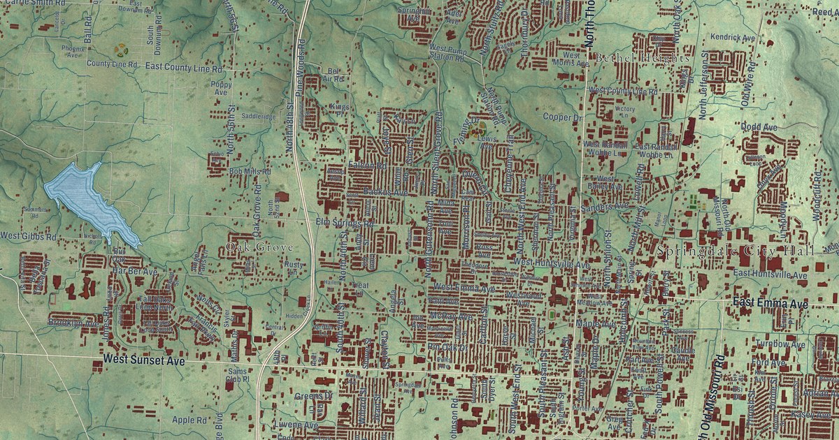 Map of Springdale, Arkansas in 2026