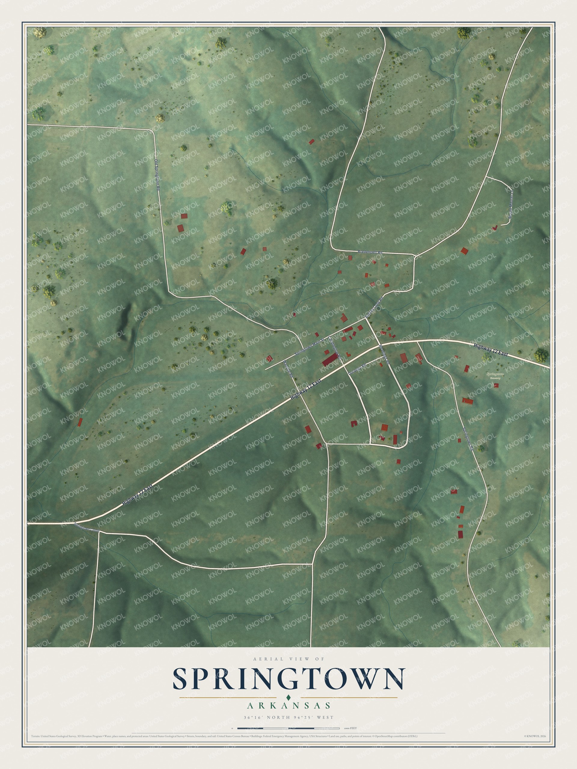 Watermarked full-map preview of Springtown, Arkansas