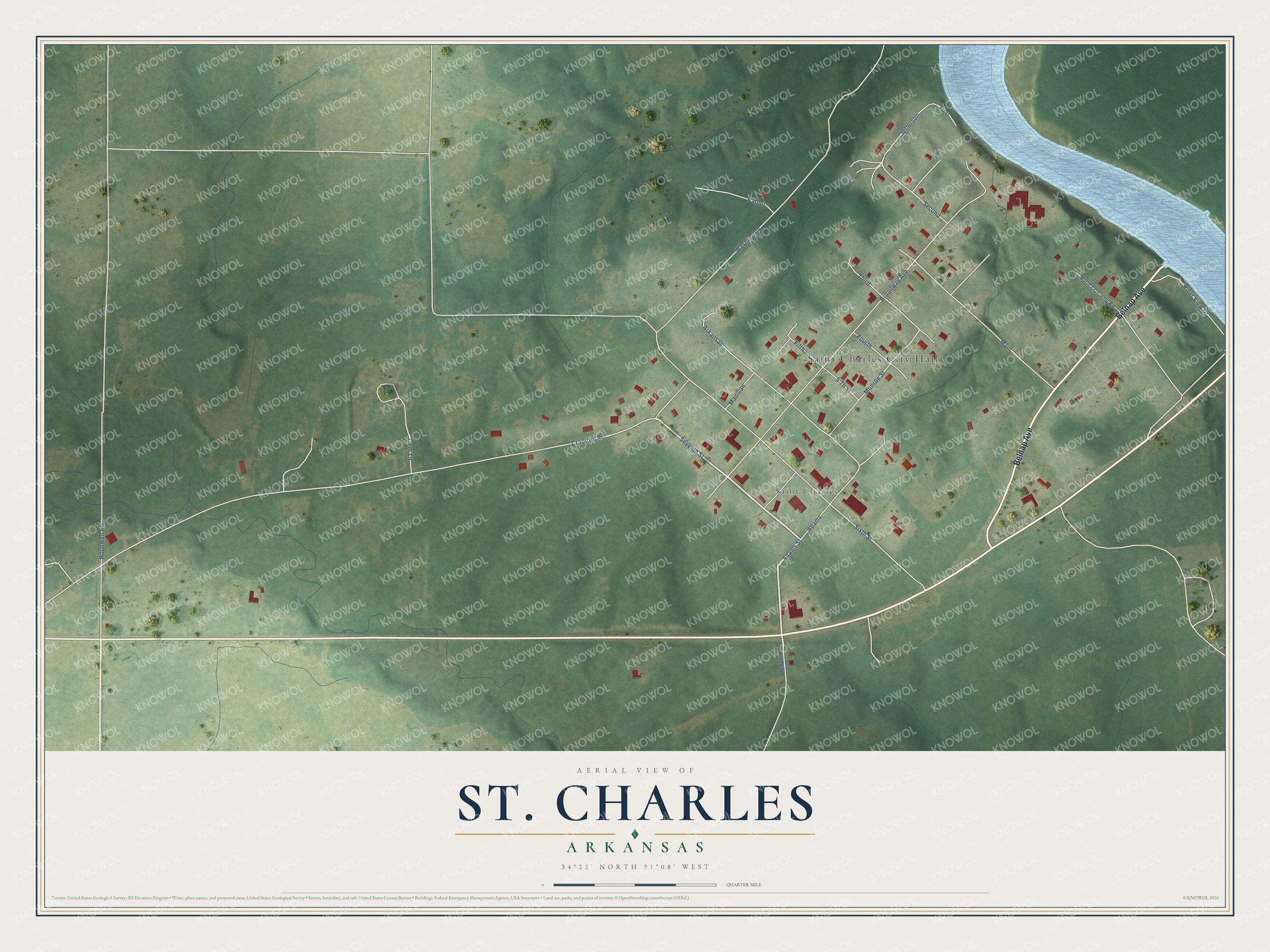 Watermarked full-map preview of St. Charles, Arkansas