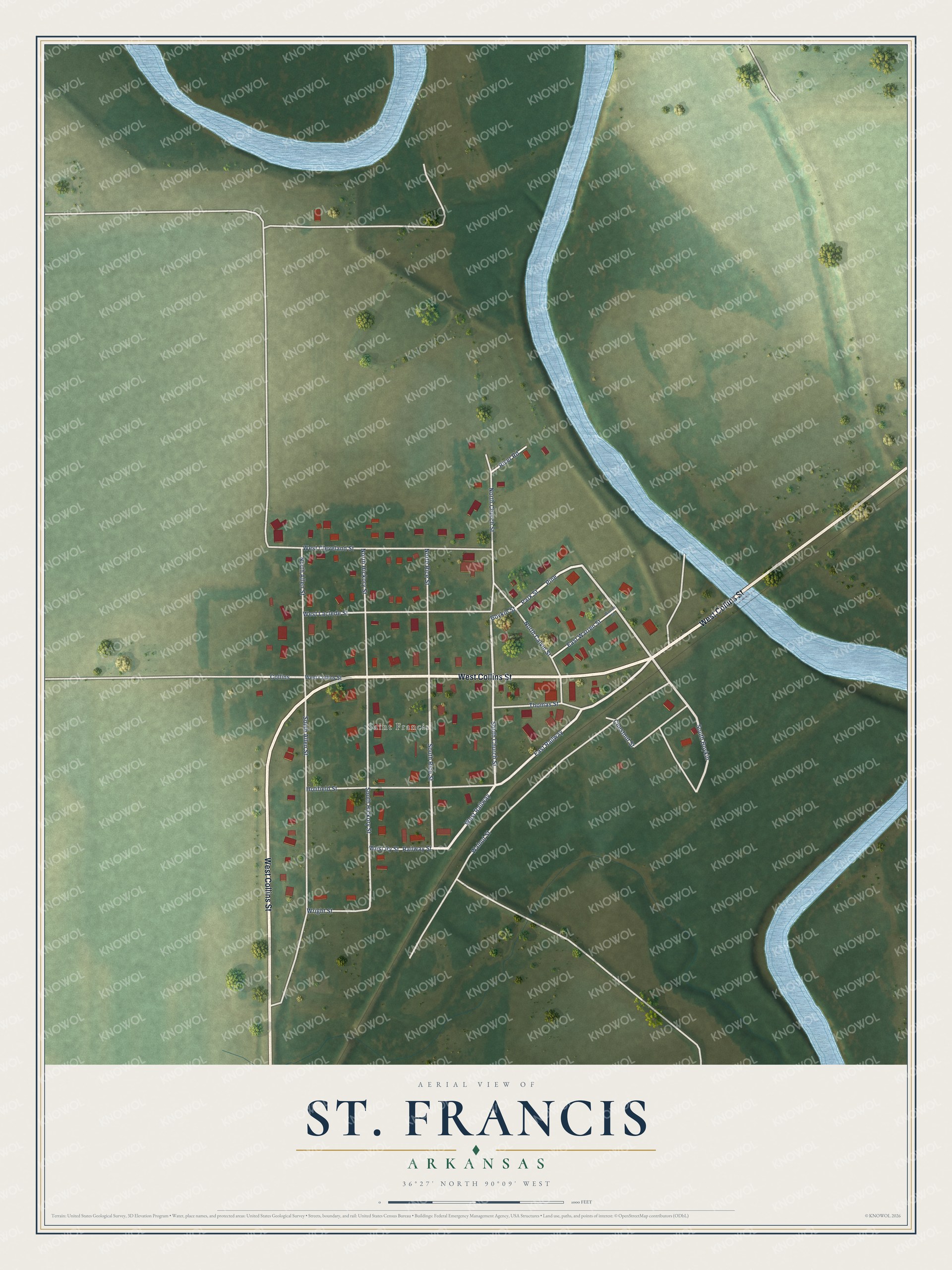 Watermarked full-map preview of St. Francis, Arkansas