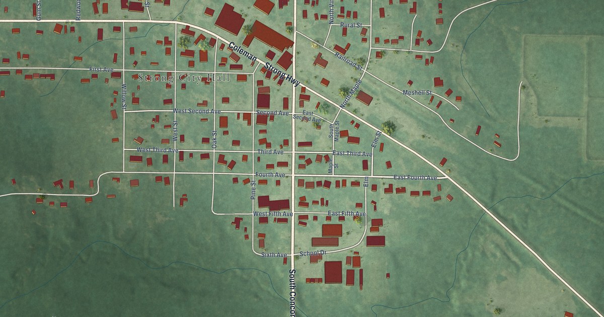 Map of Strong, Arkansas in 2026