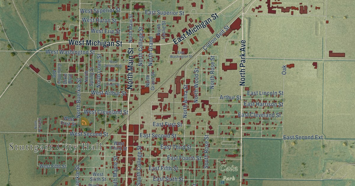 Map of Stuttgart, Arkansas in 2026