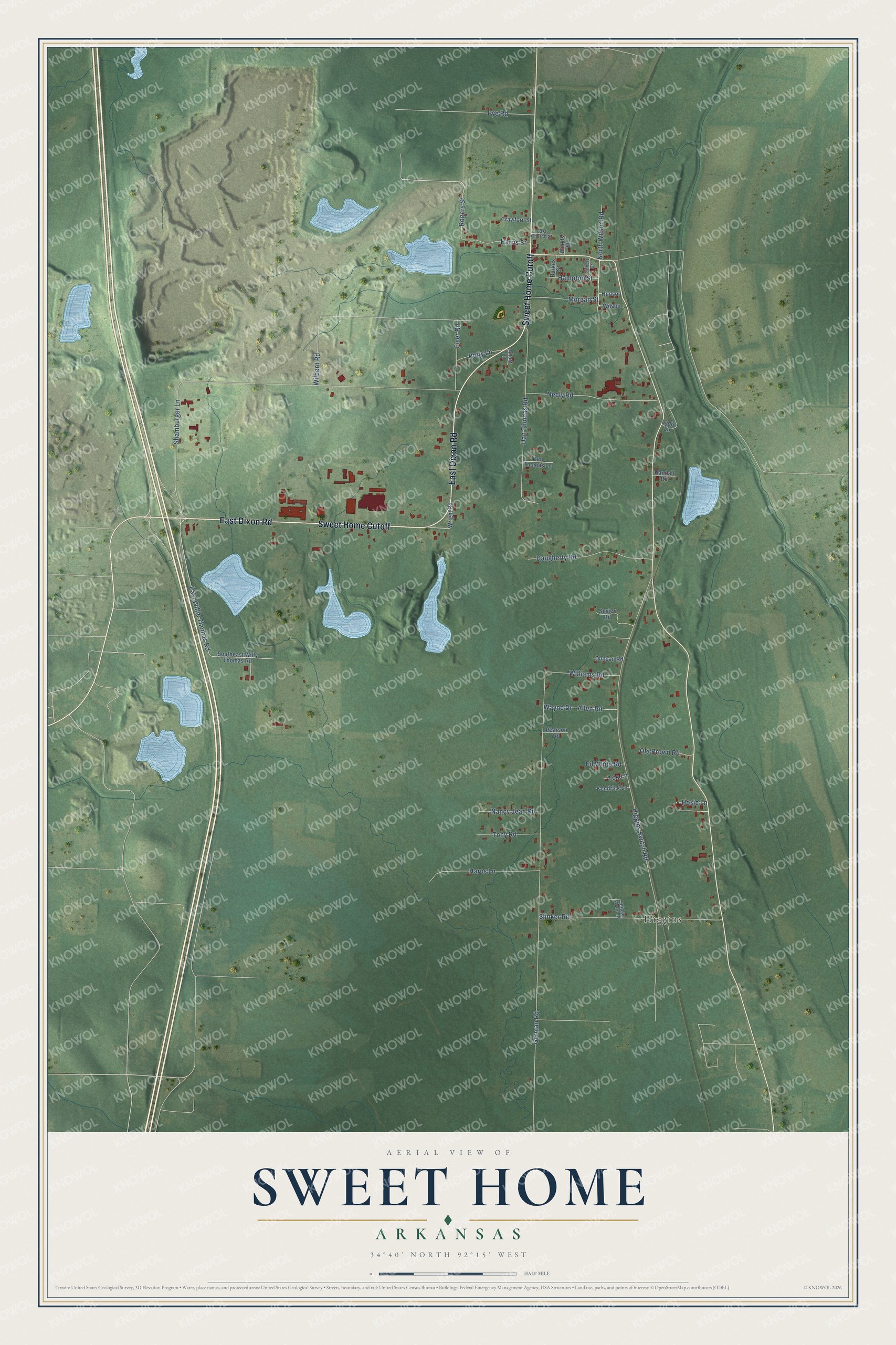 Watermarked full-map preview of Sweet Home, Arkansas