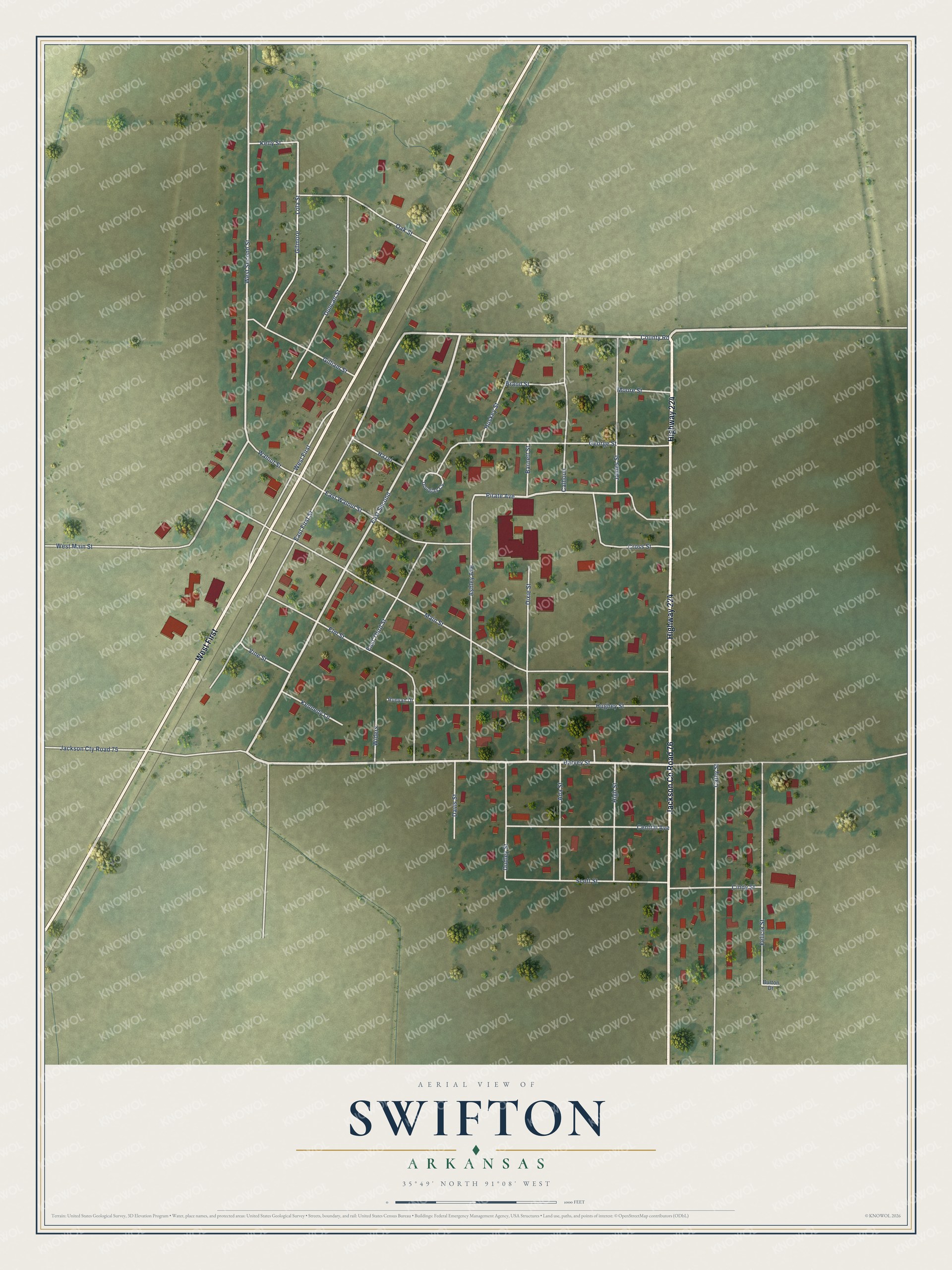 Watermarked full-map preview of Swifton, Arkansas