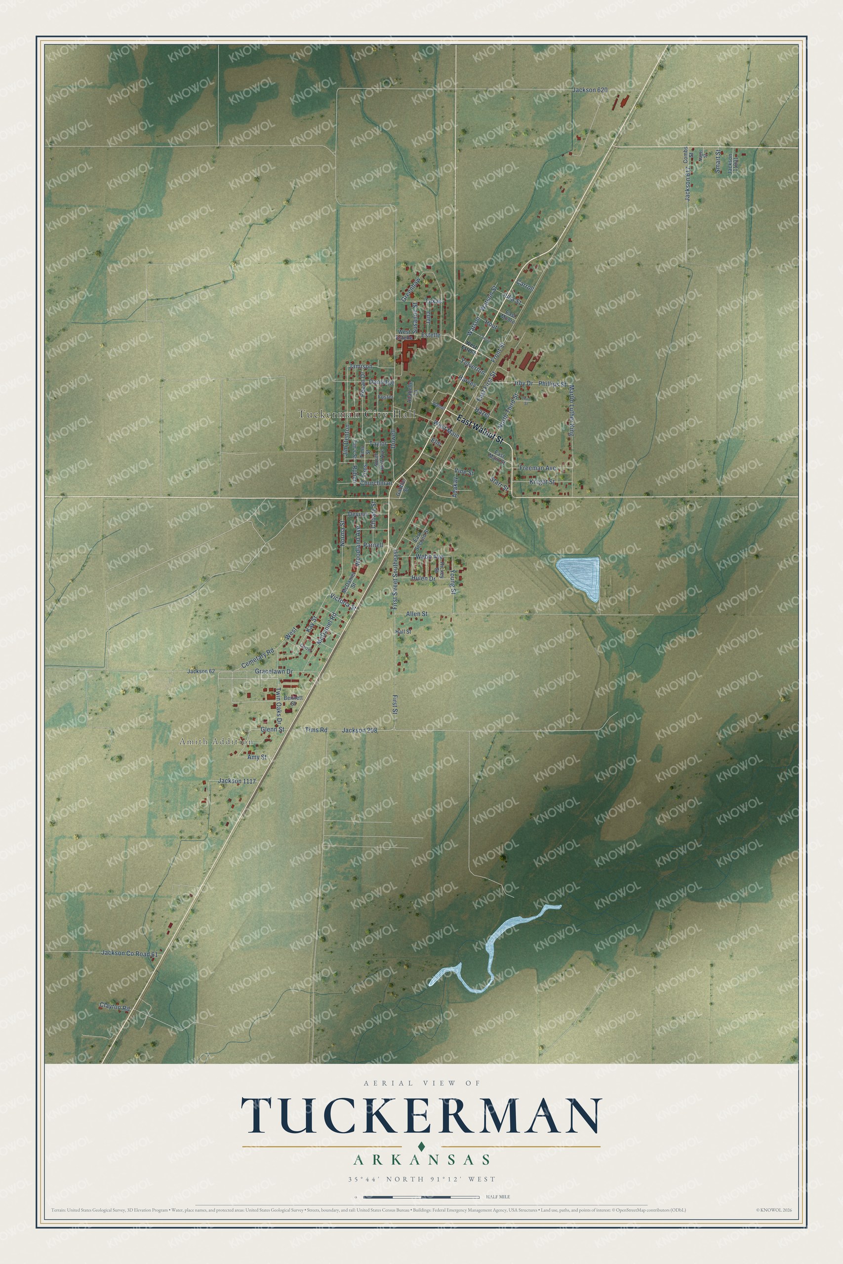 Watermarked full-map preview of Tuckerman, Arkansas