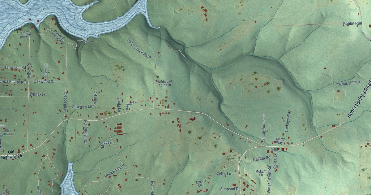 Map of Tumbling Shoals, Arkansas in 2026