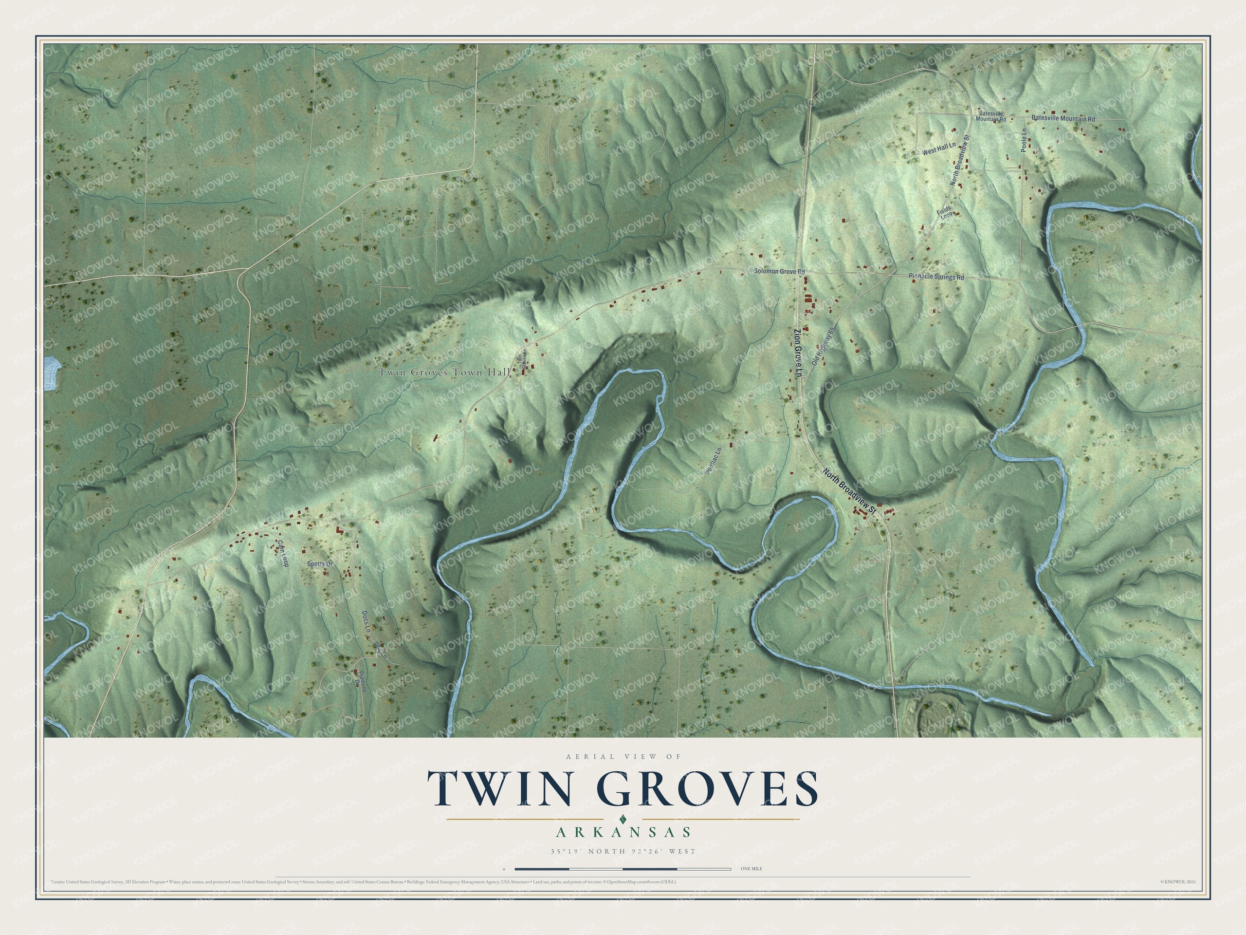 Watermarked full-map preview of Twin Groves, Arkansas