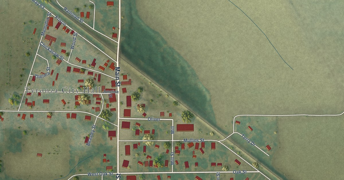 Map of Tyronza, Arkansas in 2026
