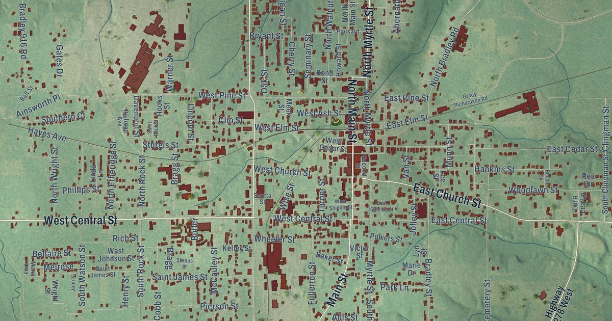Map of Warren, Arkansas in 2026