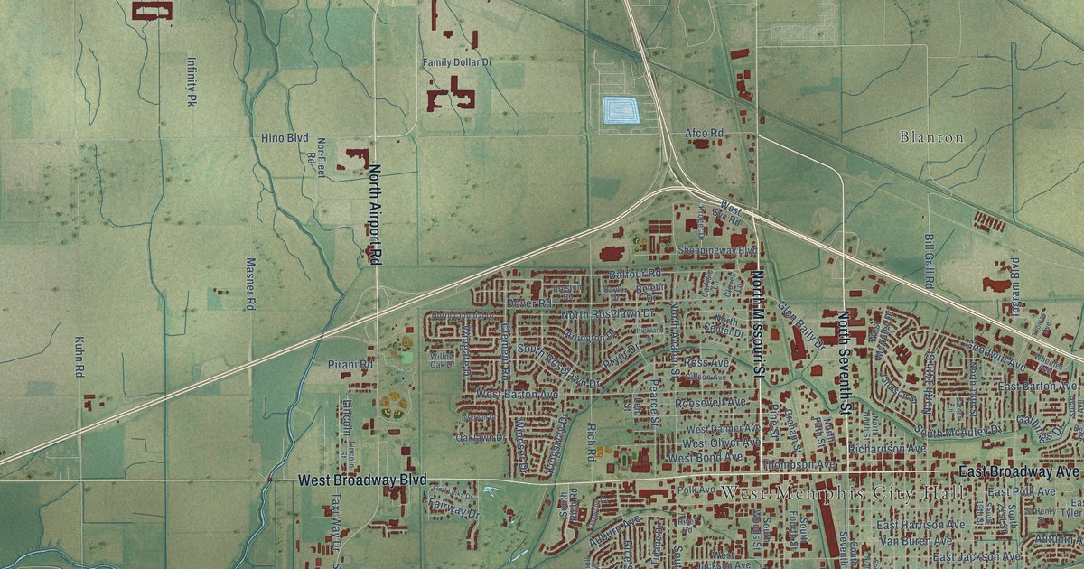 Map of West Memphis, Arkansas in 2026