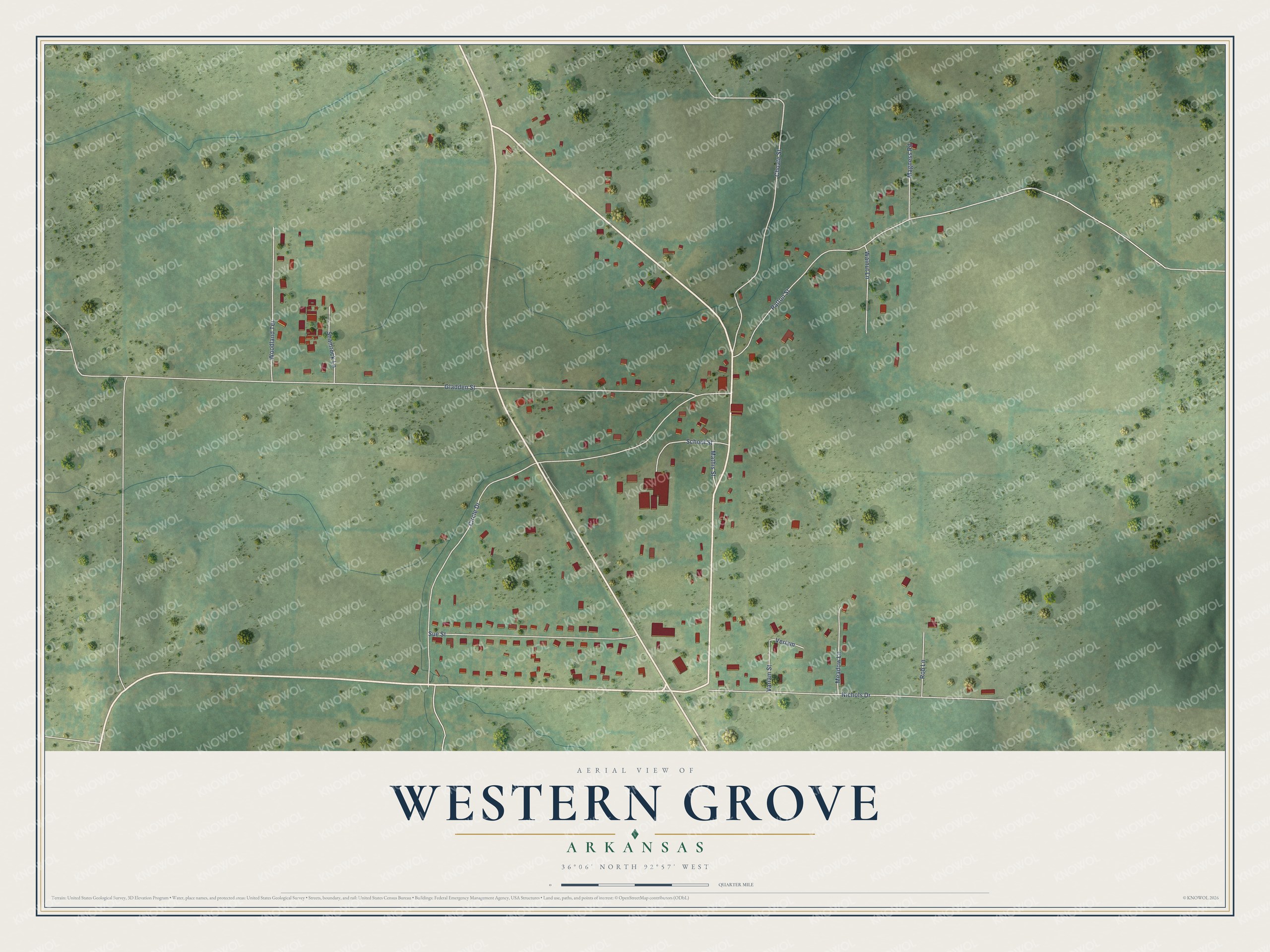 Watermarked full-map preview of Western Grove, Arkansas