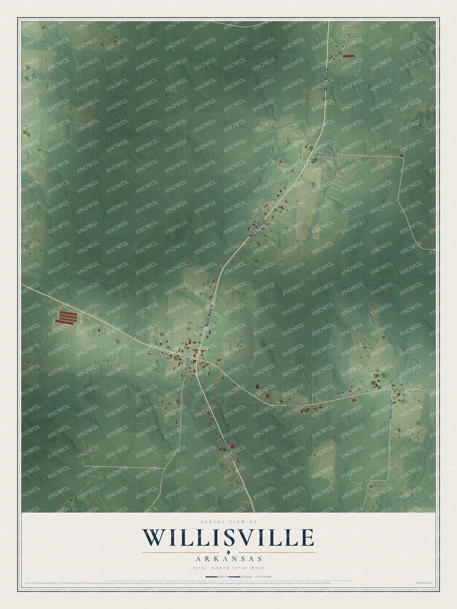Watermarked full-map preview of Willisville, Arkansas