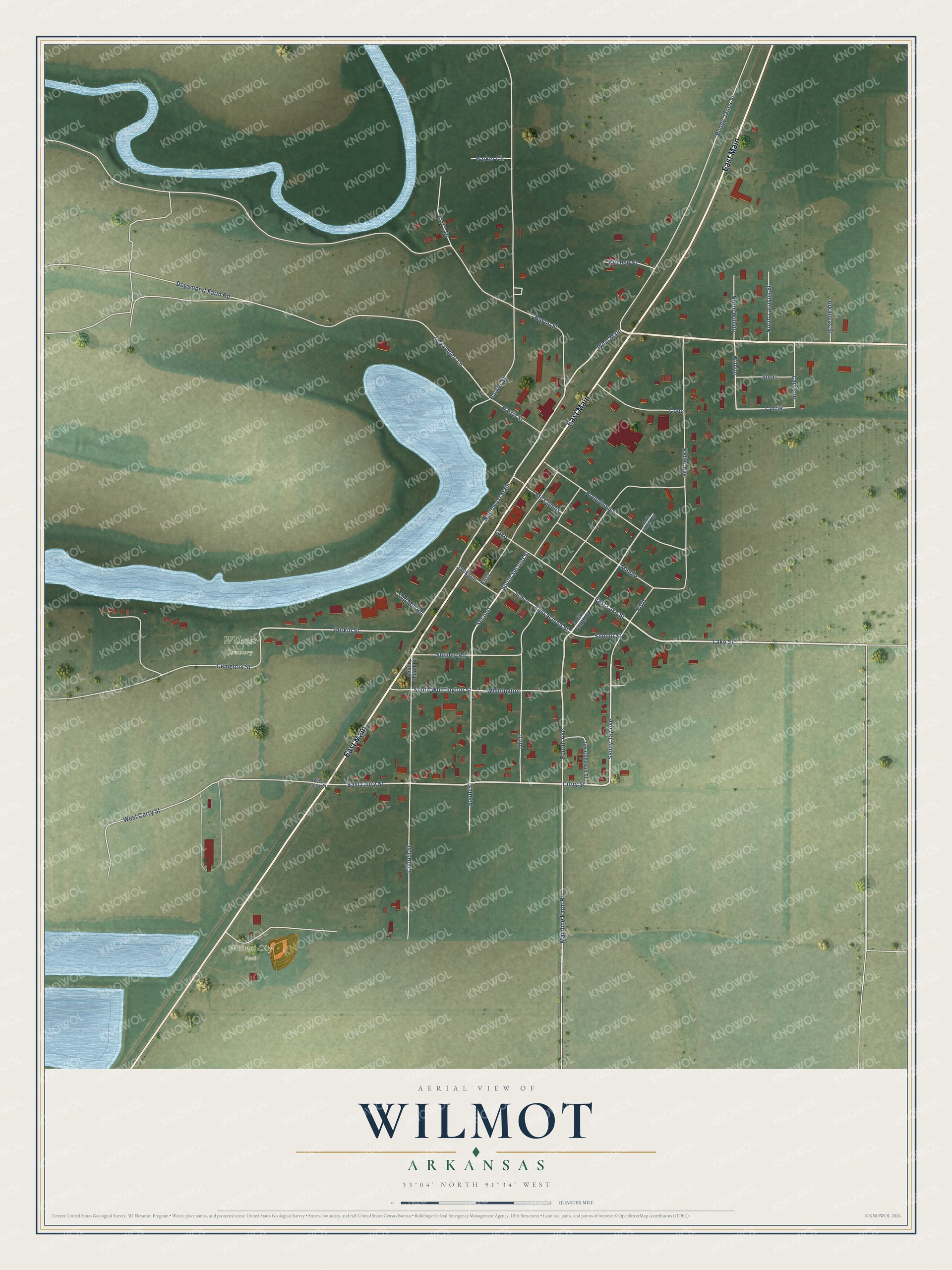 Watermarked full-map preview of Wilmot, Arkansas