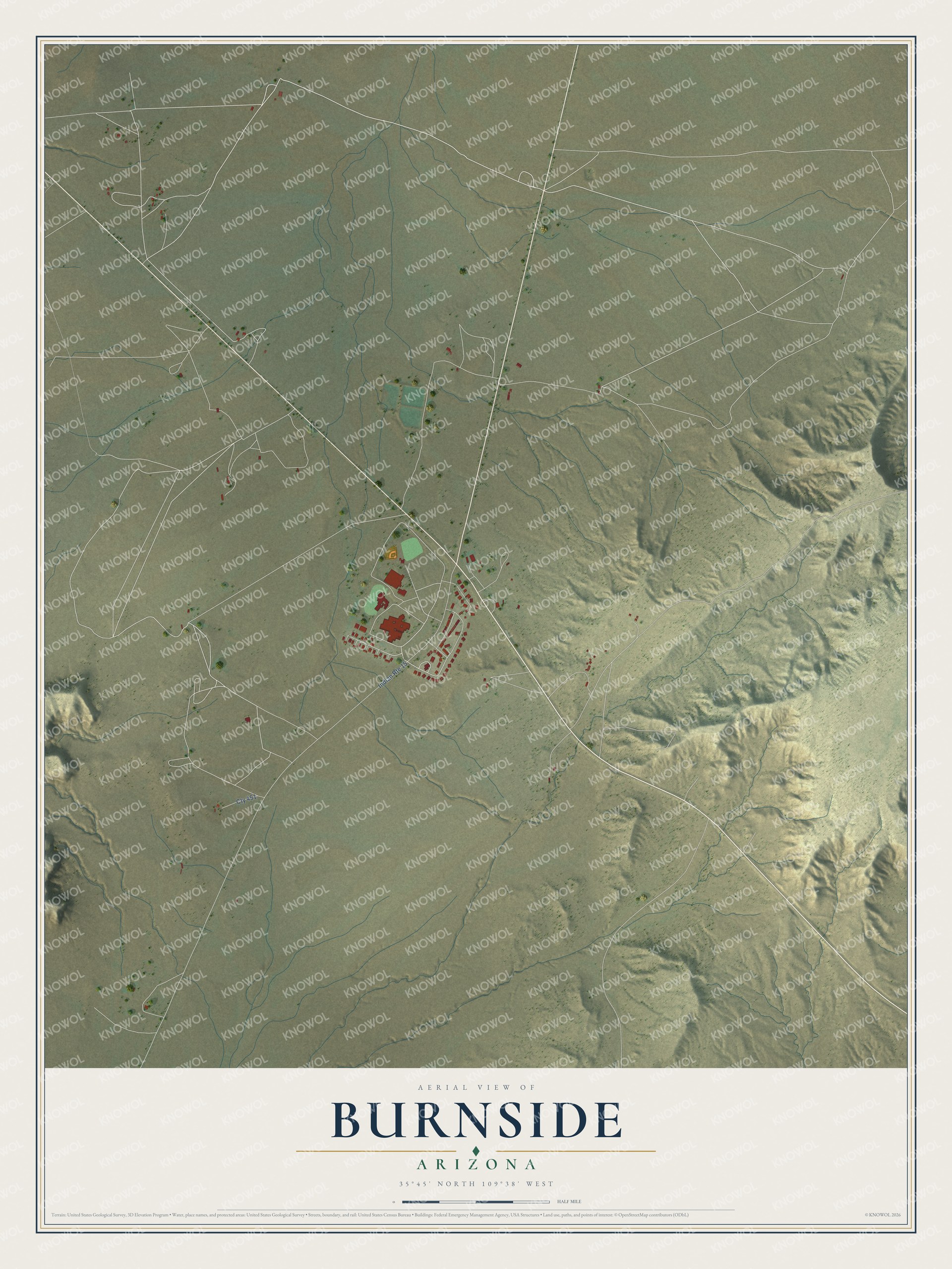 Watermarked full-map preview of Burnside, Arizona