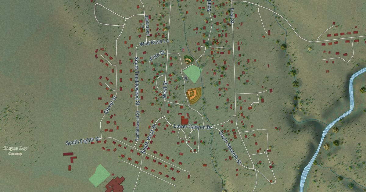 Map of Canyon Day, Arizona in 2026
