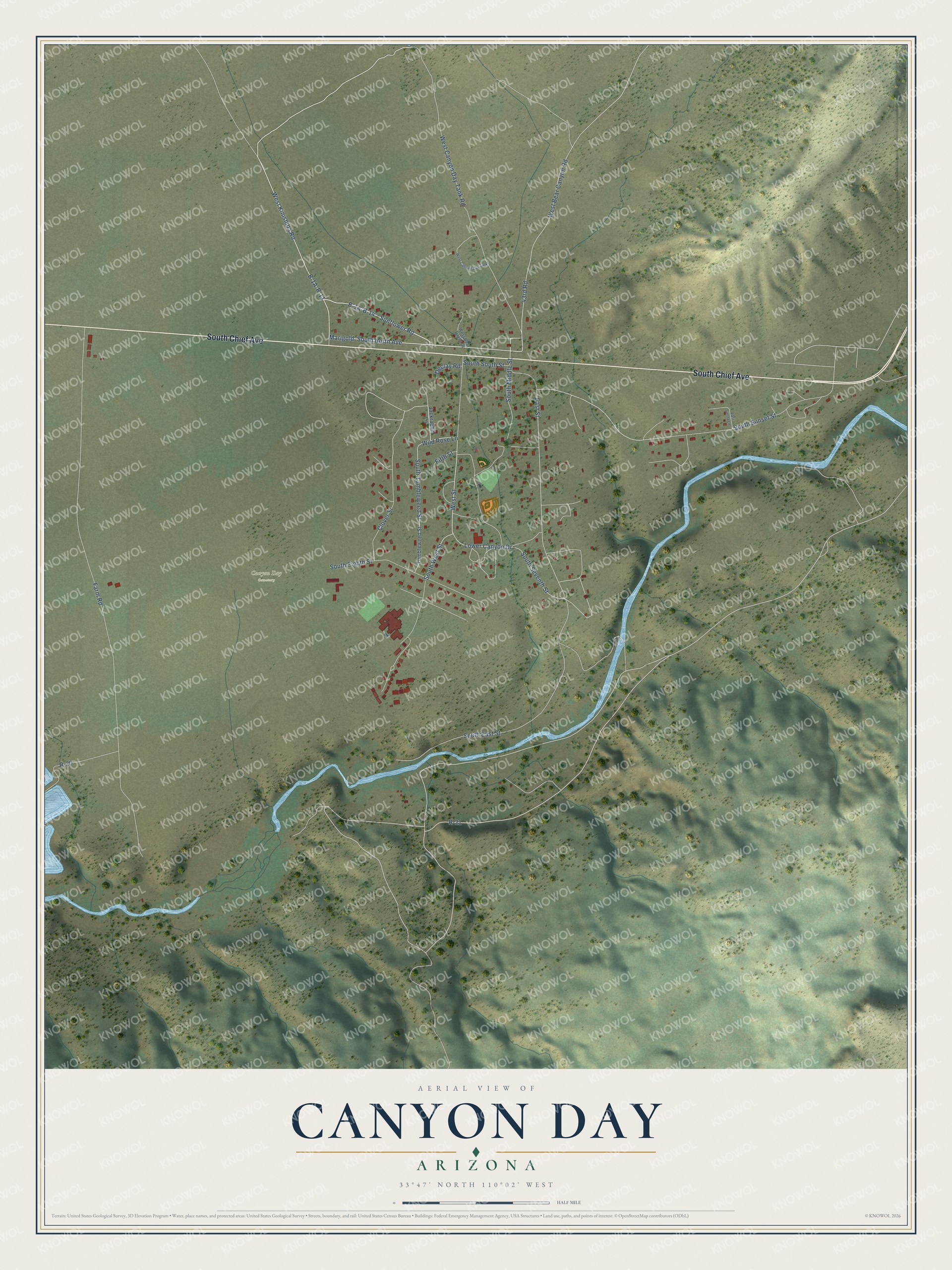 Watermarked full-map preview of Canyon Day, Arizona