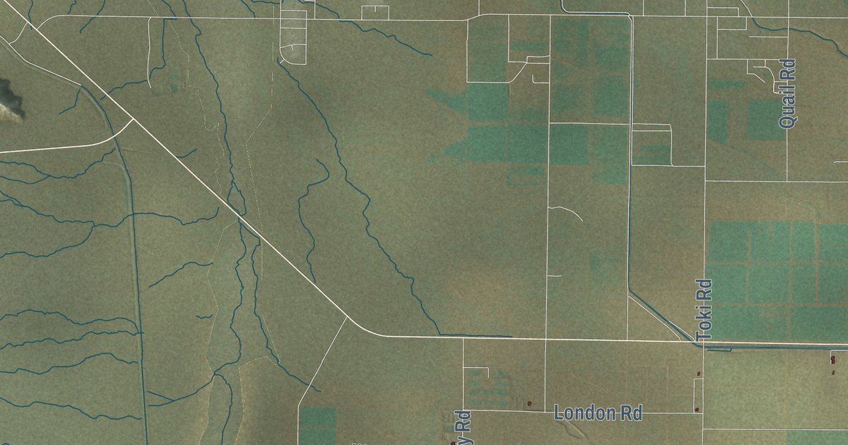 Close-up of streets and buildings in Coolidge, Arizona