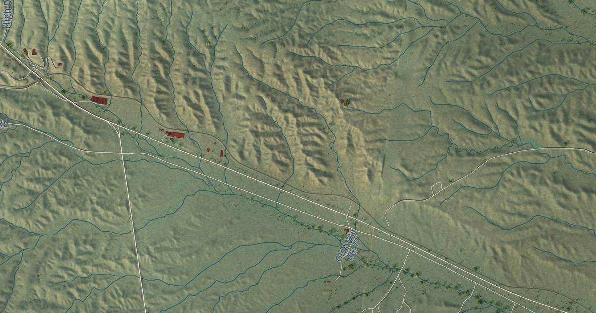 Close-up of streets and buildings in Globe, Arizona
