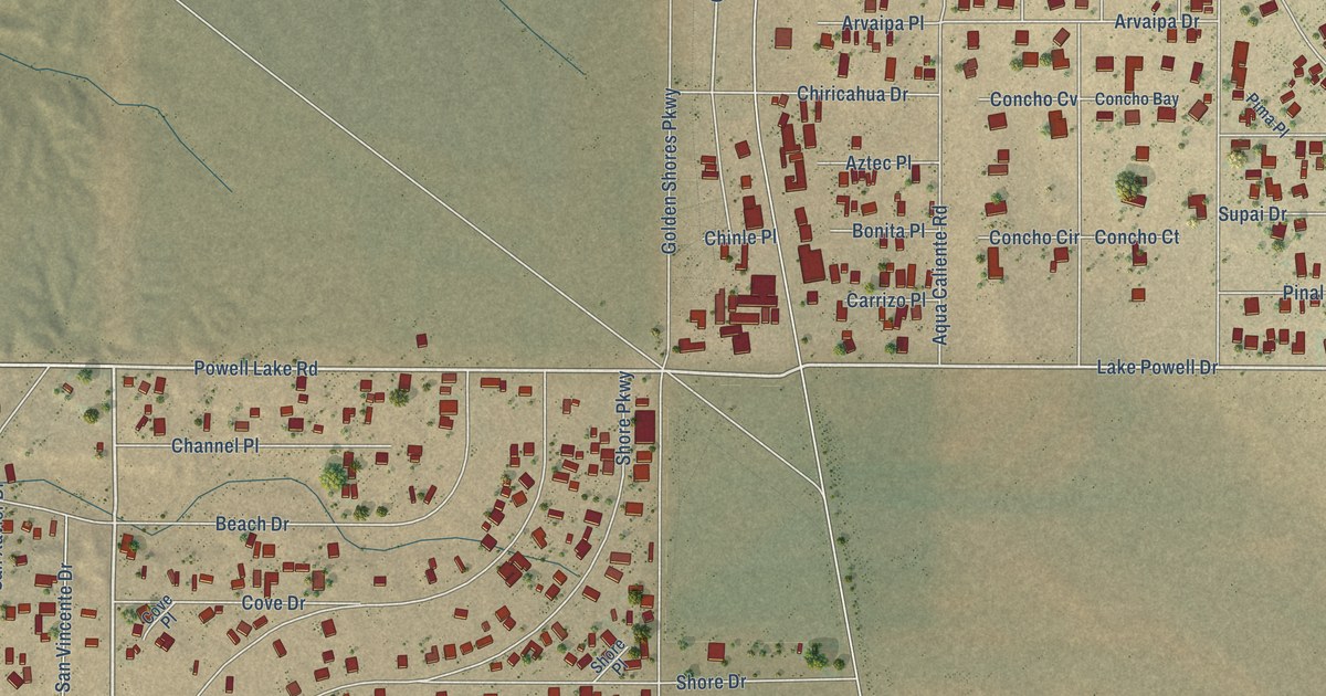 Map of Golden Shores, Arizona in 2026