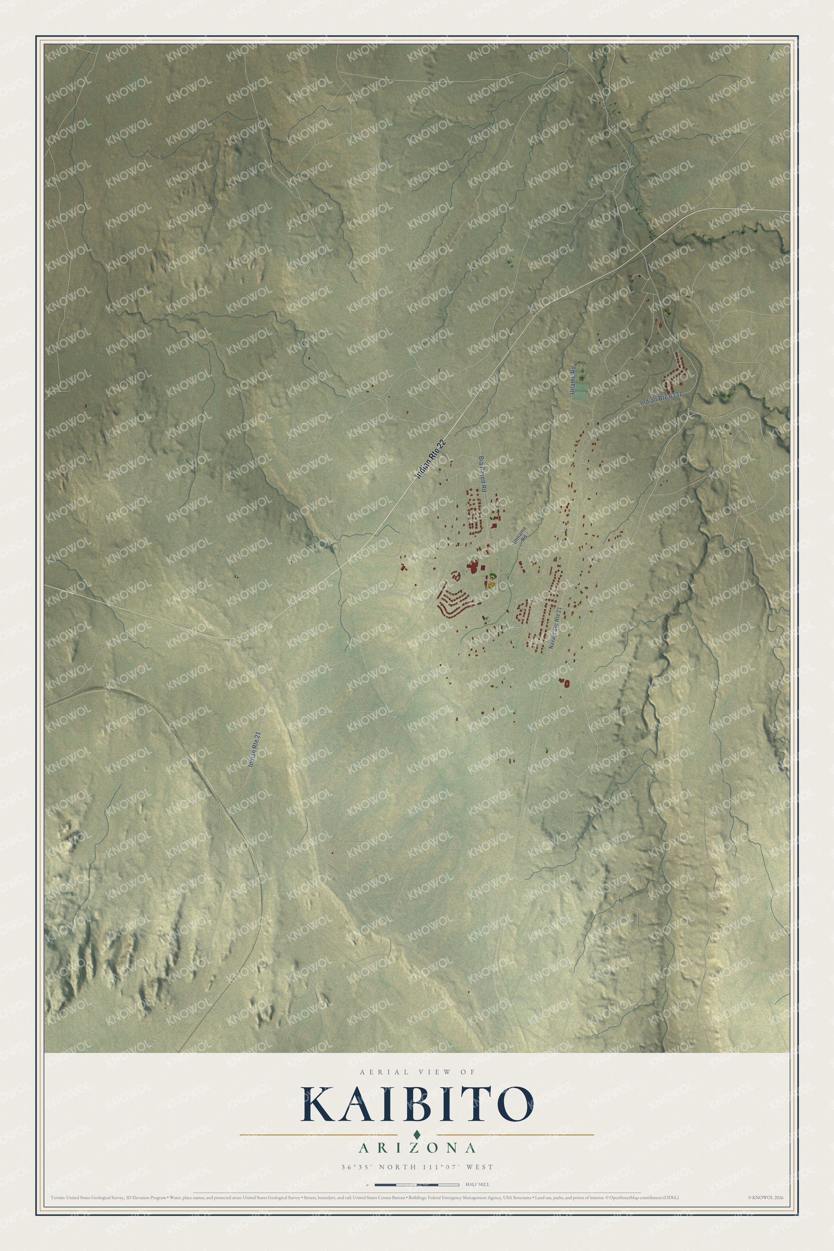 Watermarked full-map preview of Kaibito, Arizona