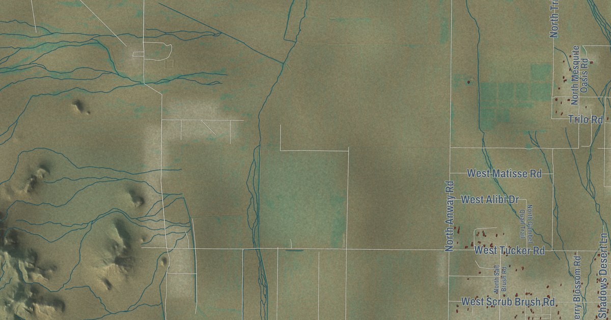 Close-up of streets and buildings in Picture Rocks, Arizona