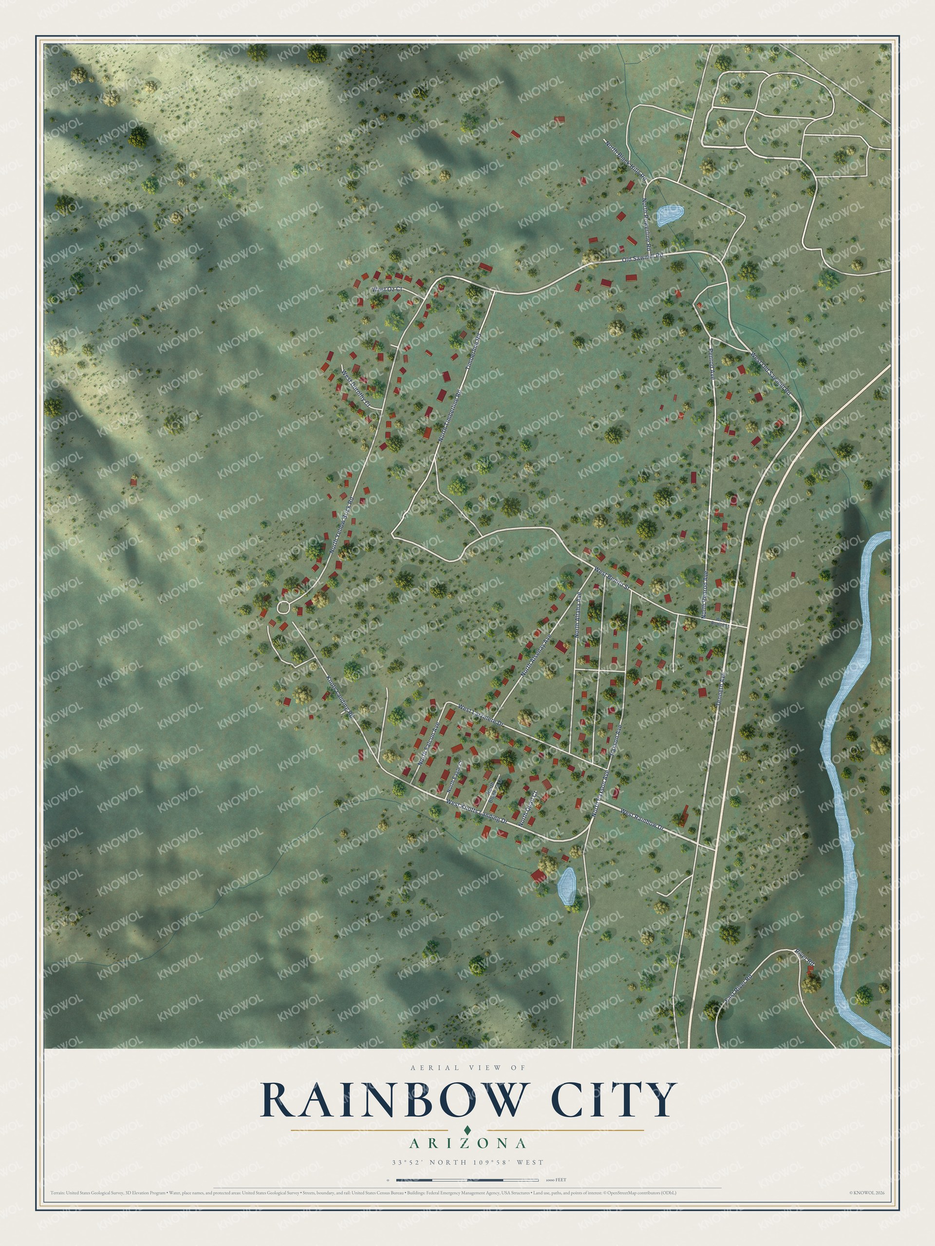 Watermarked full-map preview of Rainbow City, Arizona