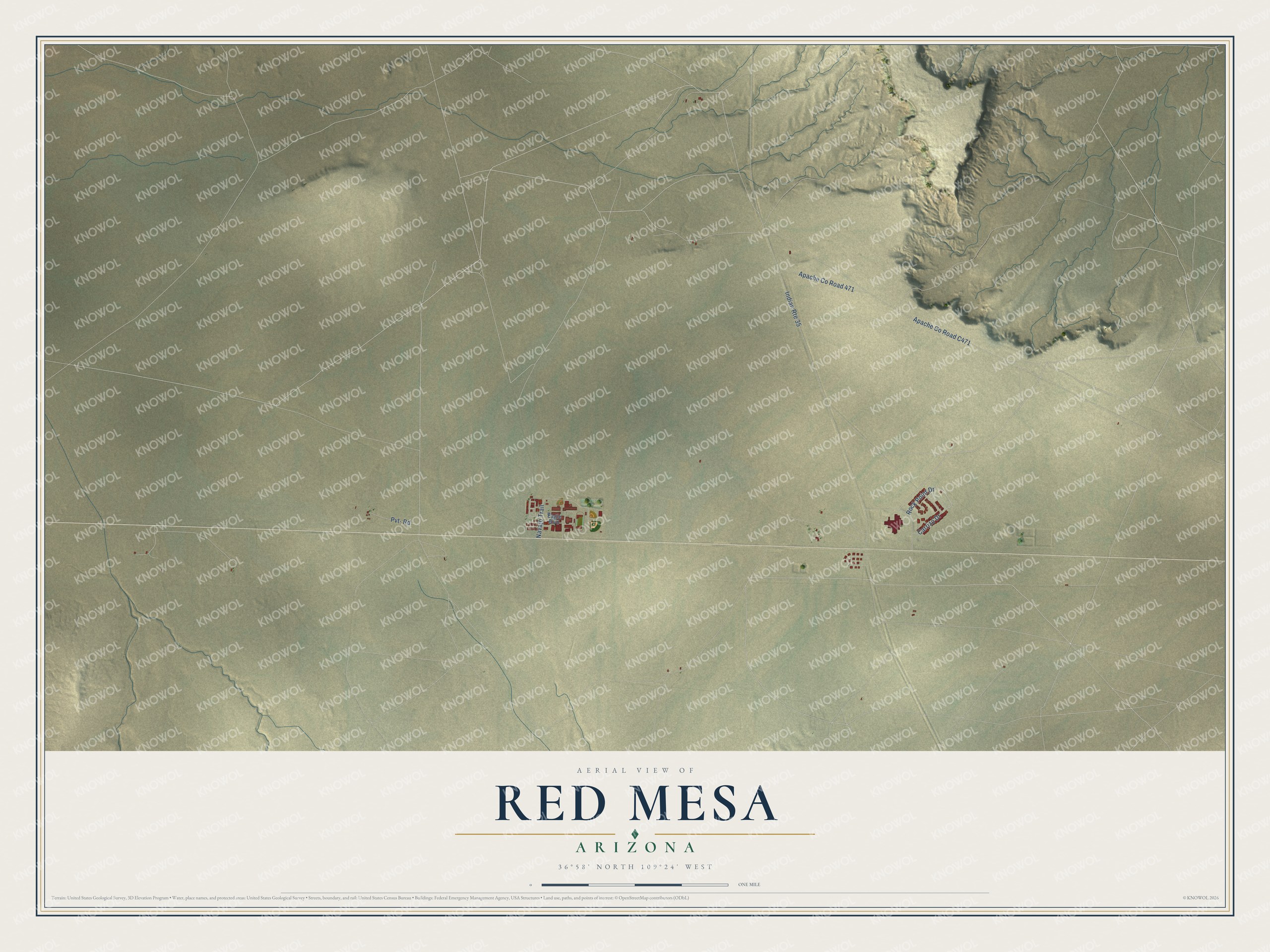 Watermarked full-map preview of Red Mesa, Arizona