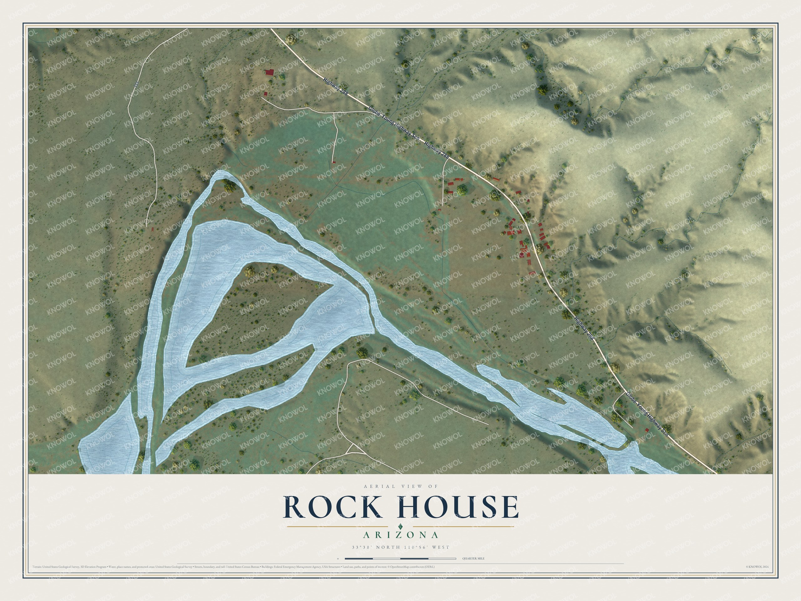 Watermarked full-map preview of Rock House, Arizona
