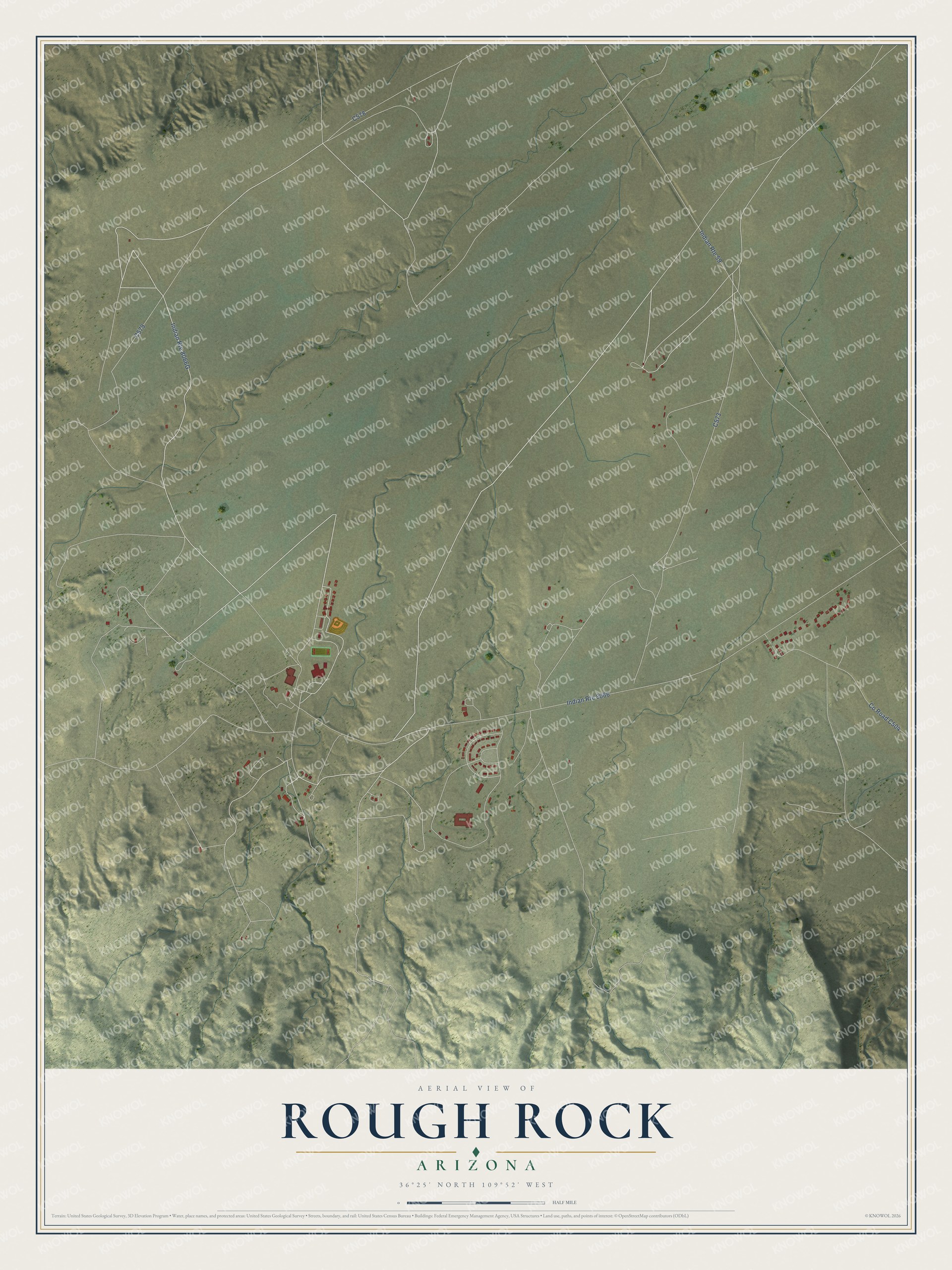 Watermarked full-map preview of Rough Rock, Arizona