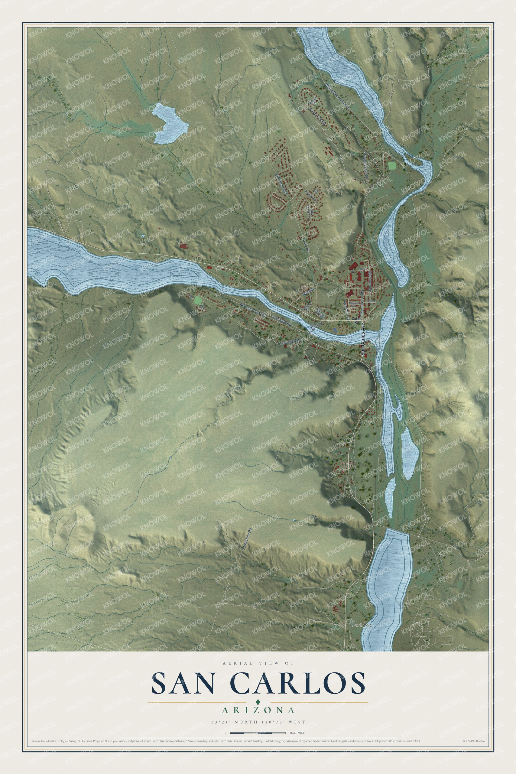 Watermarked full-map preview of San Carlos, Arizona