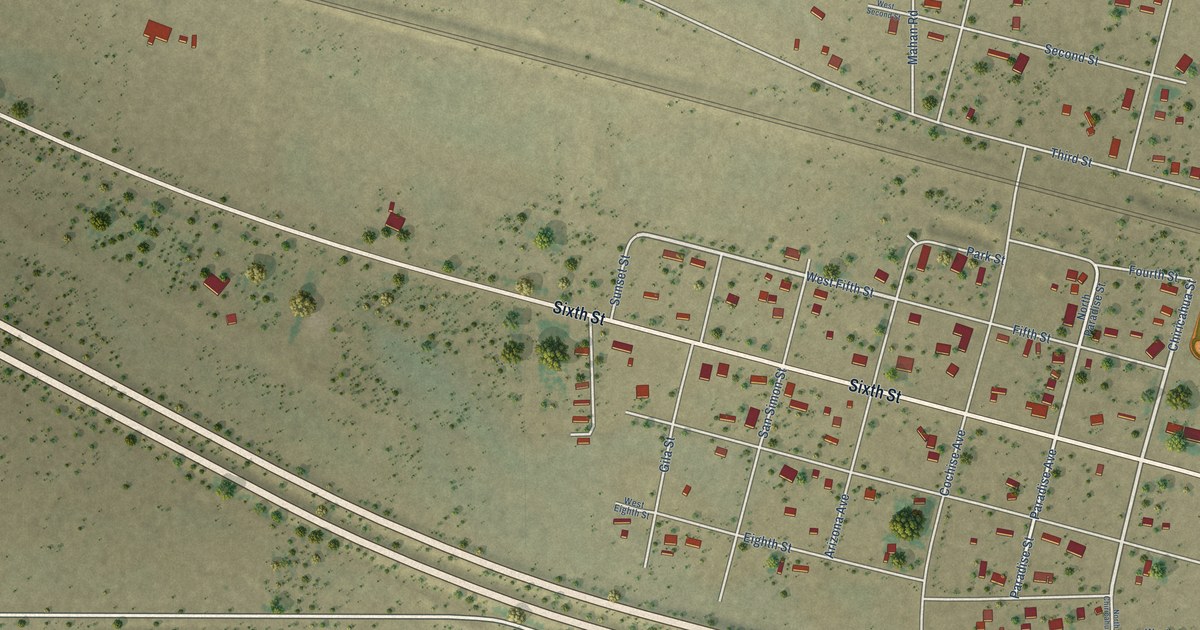 Detailed Map of San Simon, Arizona