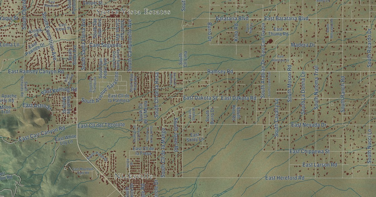 Detailed Map of Sierra Vista Southeast, Arizona