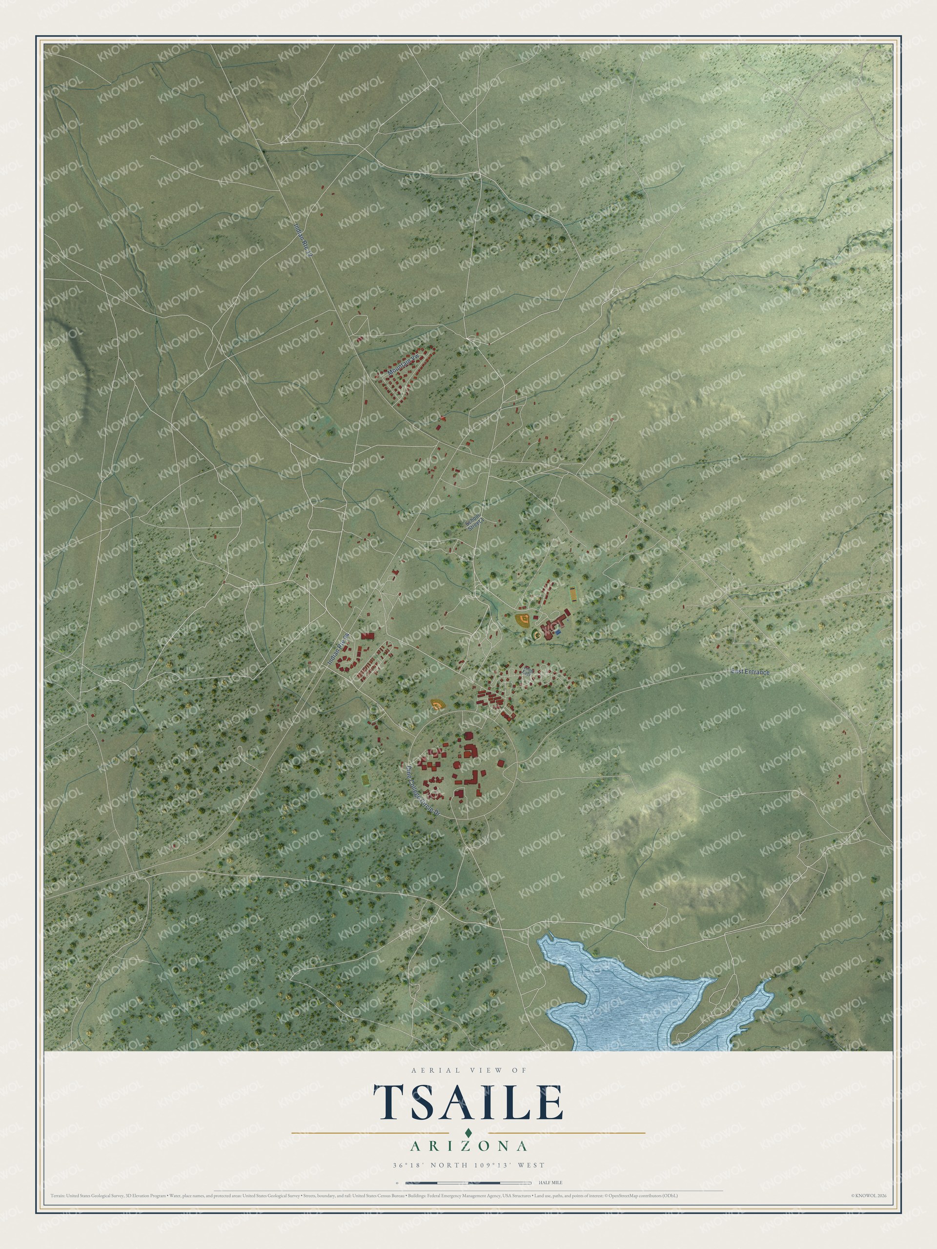Watermarked full-map preview of Tsaile, Arizona