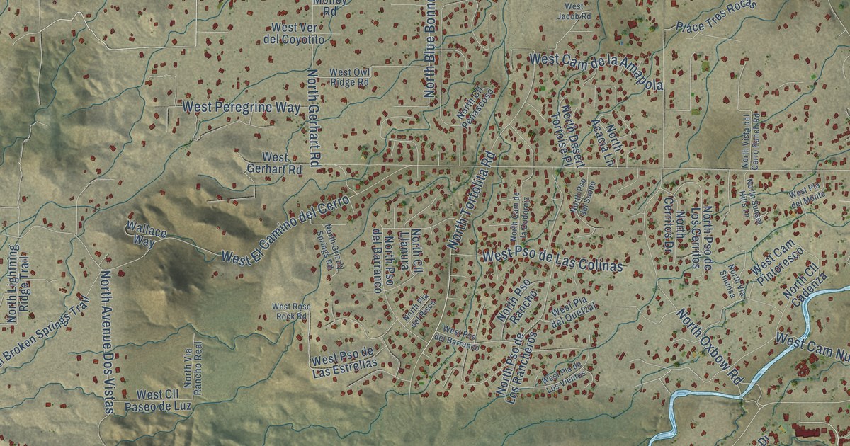 Detailed Map of Tucson Mountains, Arizona