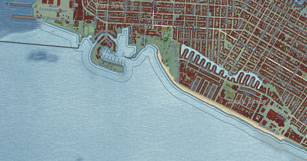 Map of Alameda, California in 2026