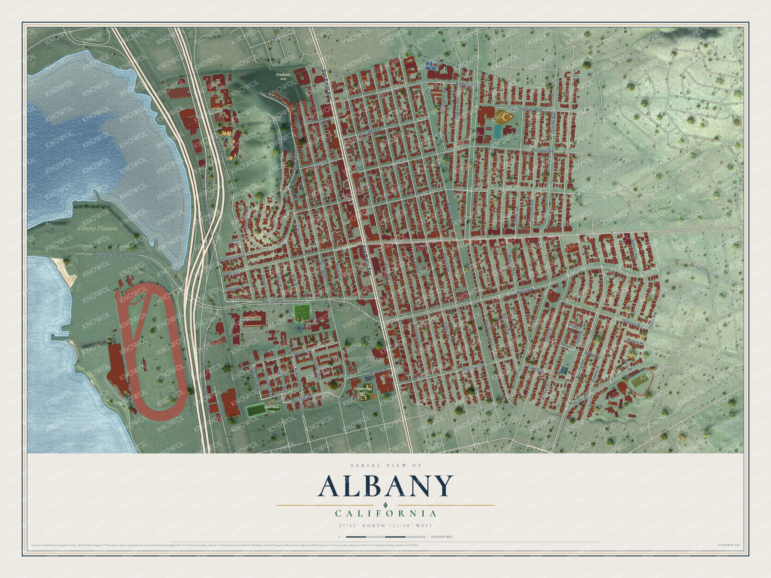 Watermarked full-map preview of Albany, California