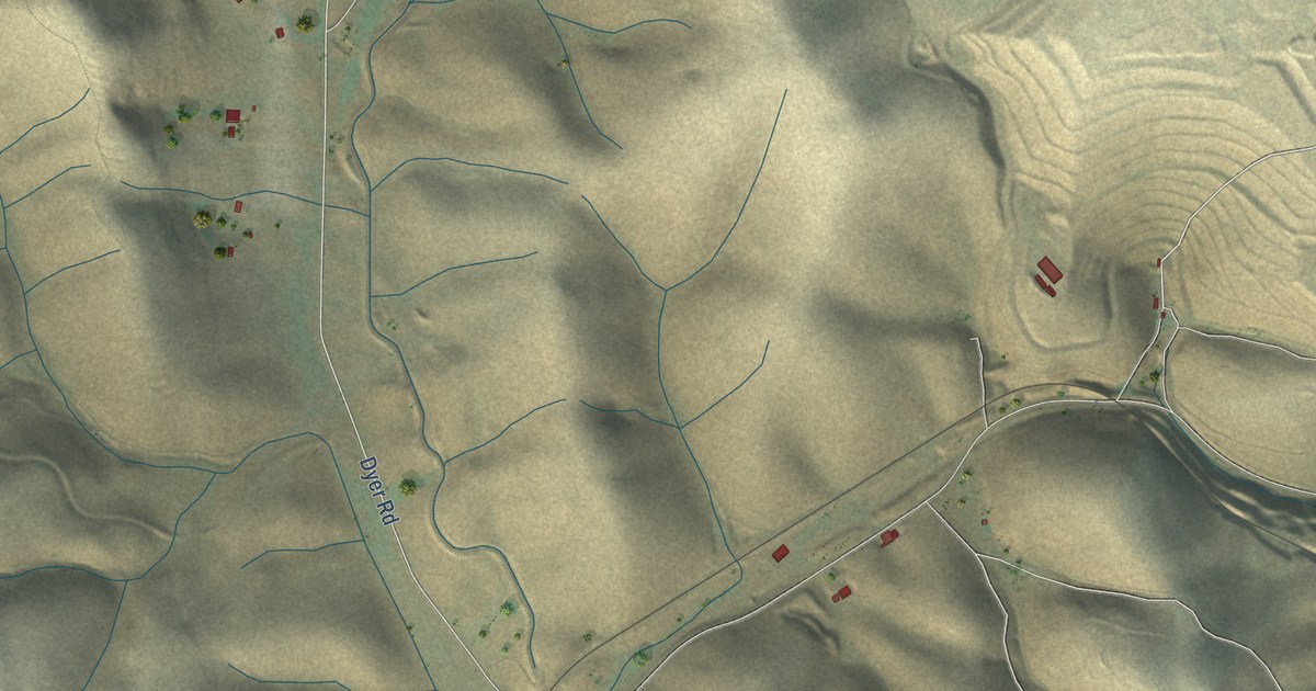 Close-up of streets and buildings in Altamont, California